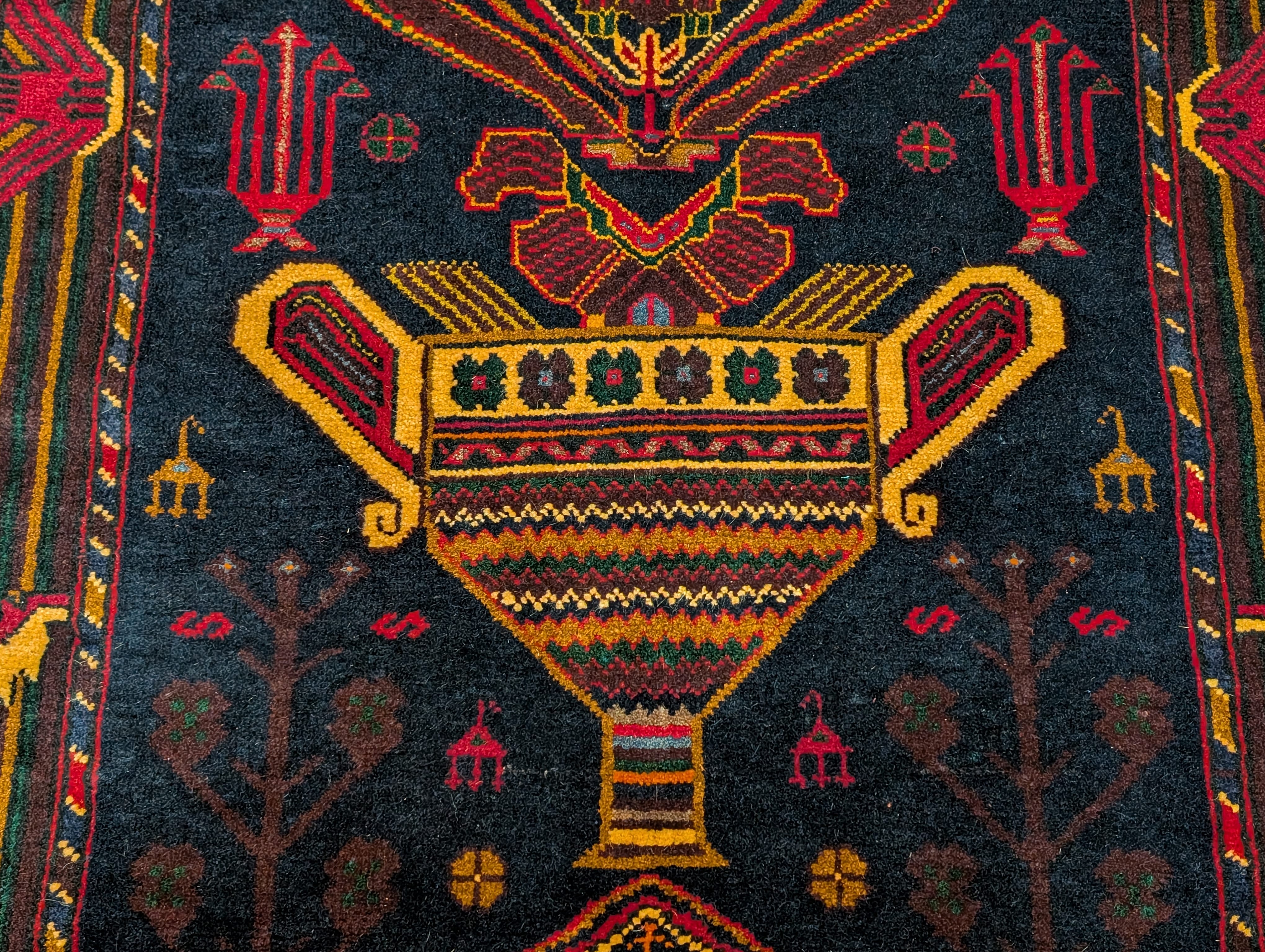 Afghan Baluch Rug 4x7, Persian Vase Design, Handmade, Wool, New - Jewel Rugs