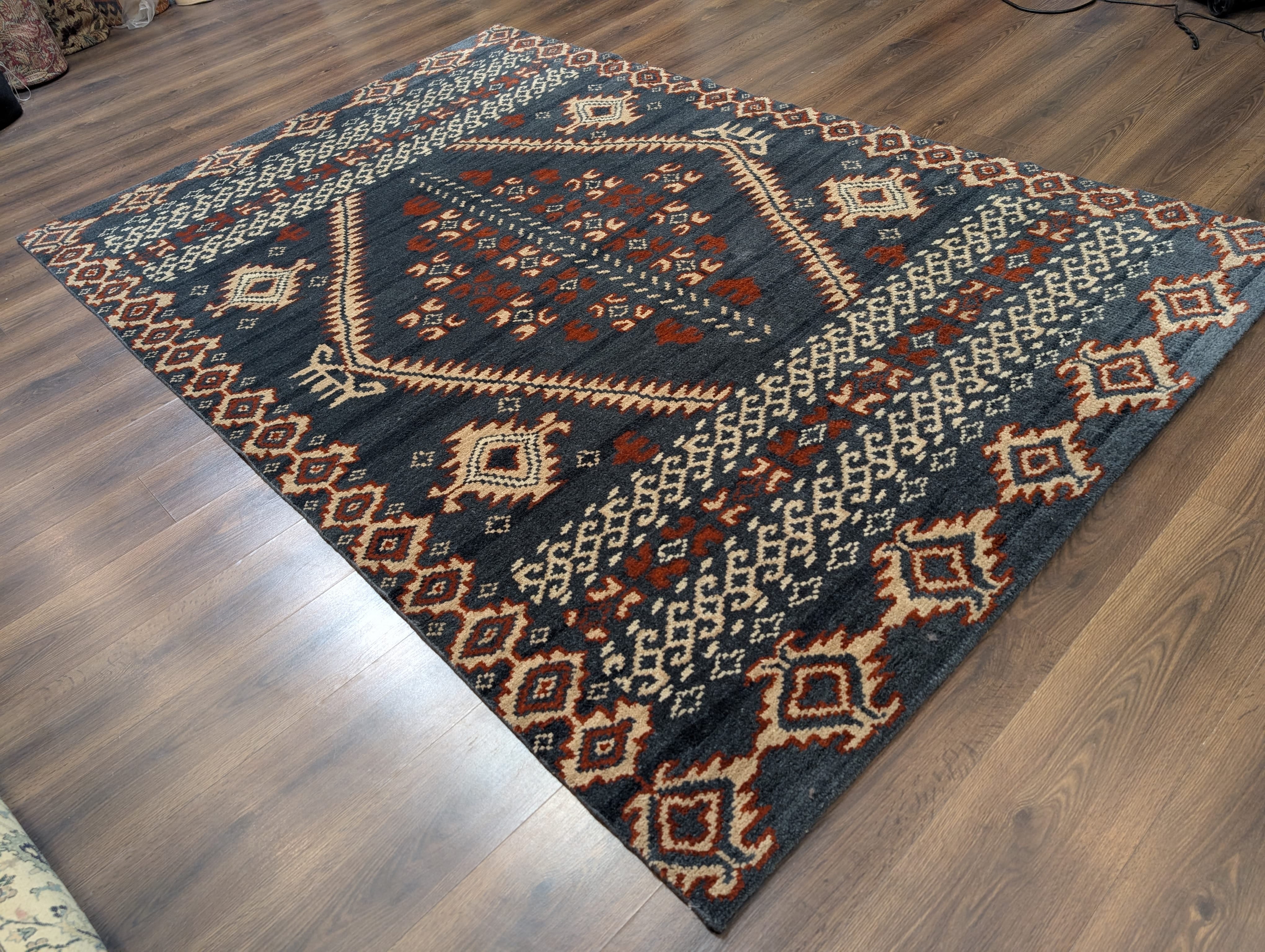 Indo Tibetan Rug 6x9, Hand-Knotted Wool Navajo Design Carpet - Jewel Rugs