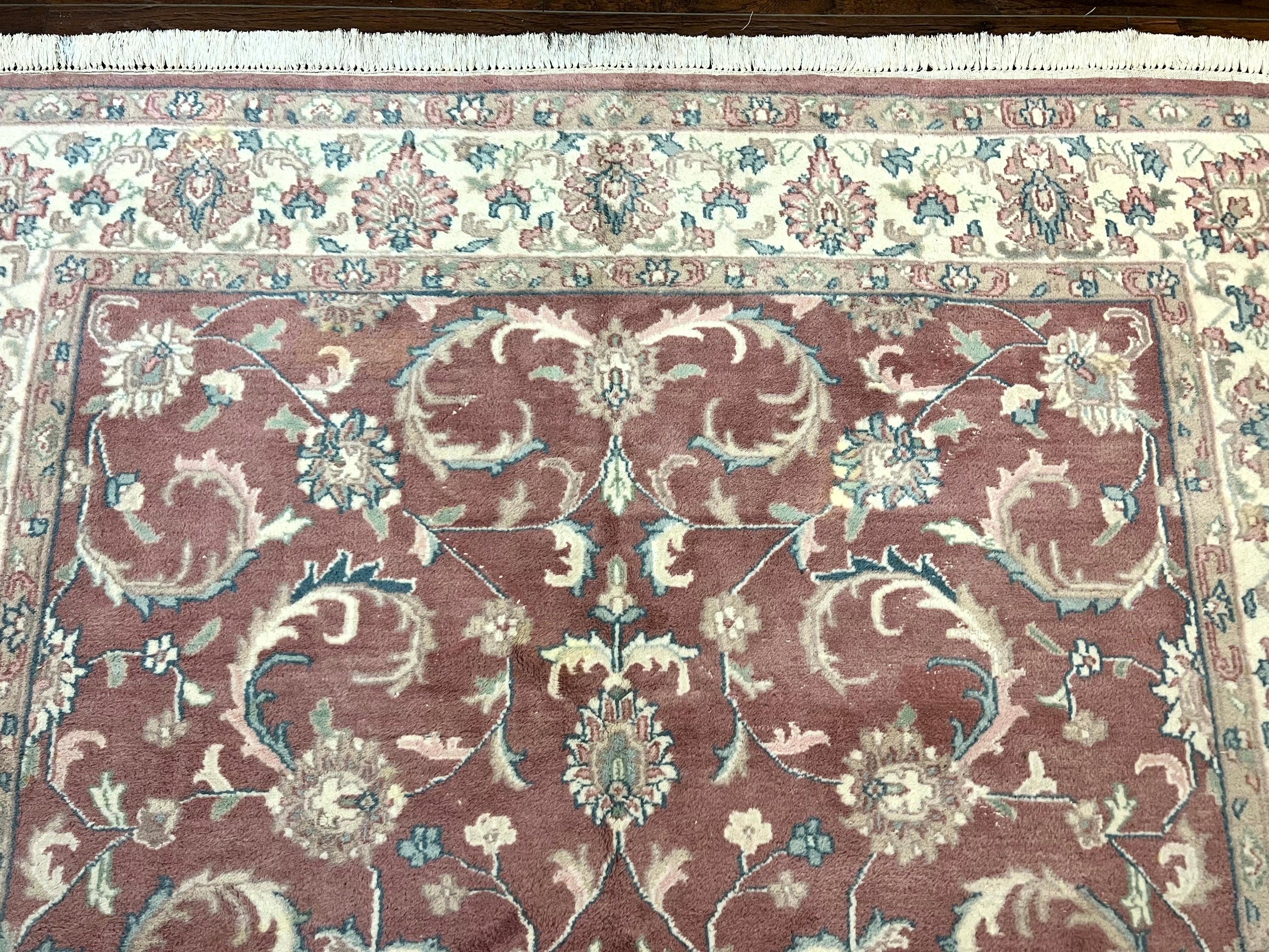 Indo Persian Rug 6x9, Light Pink and Ivory, Floral Allover Pattern, Handmade Vintage Wool Carpet - Jewel Rugs