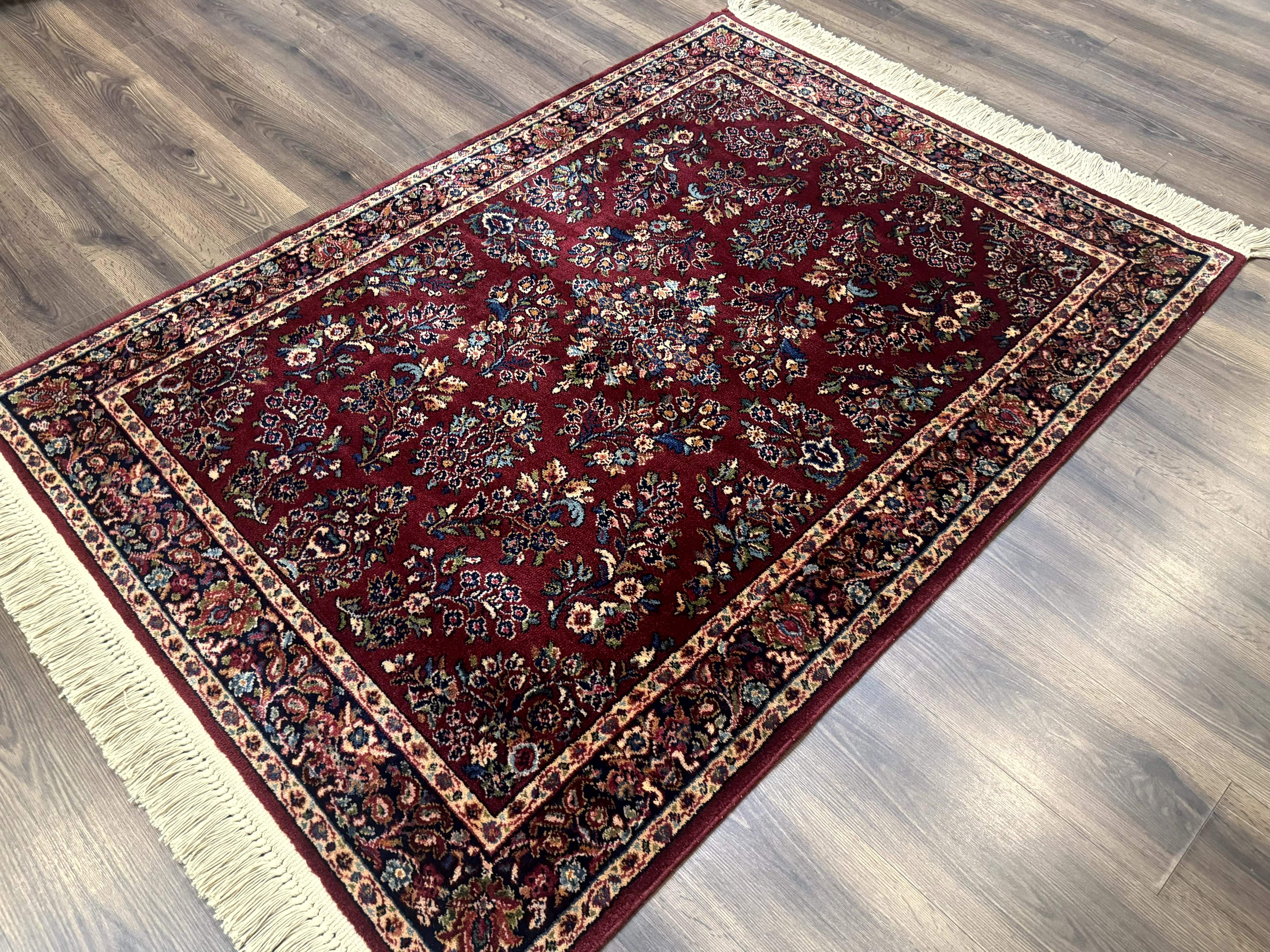 4x6 Karastan Rug Red Sarouk #785, Wool Pile Original 700 Series, Vintage Discontinued - Jewel Rugs