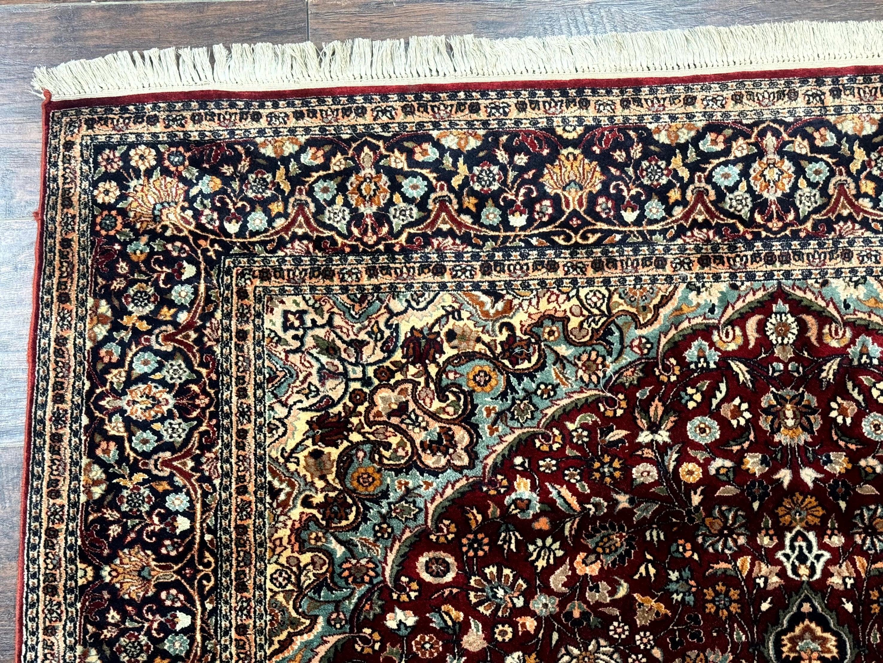 4x6 Silk Rug, Very Fine 650 KPSI, Silk Persian Carpet, Red, Floral Medallion, Sino Persian - Jewel Rugs