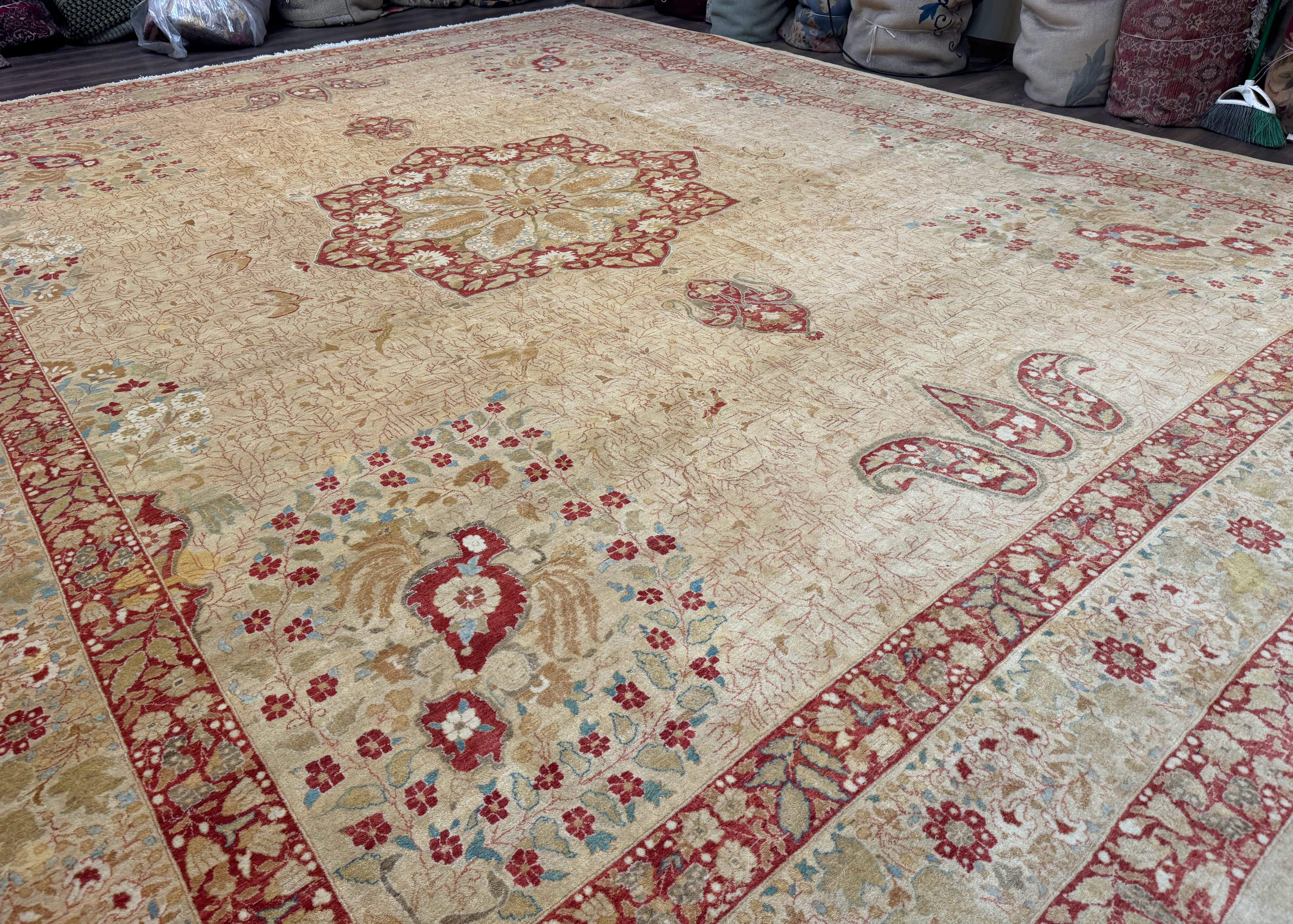 Palace Size Pak Persian Rug 13x17, Haji Jalili Design, Beige and Rust, Wool Hand Knotted, Fine 260 KPSI - Jewel Rugs