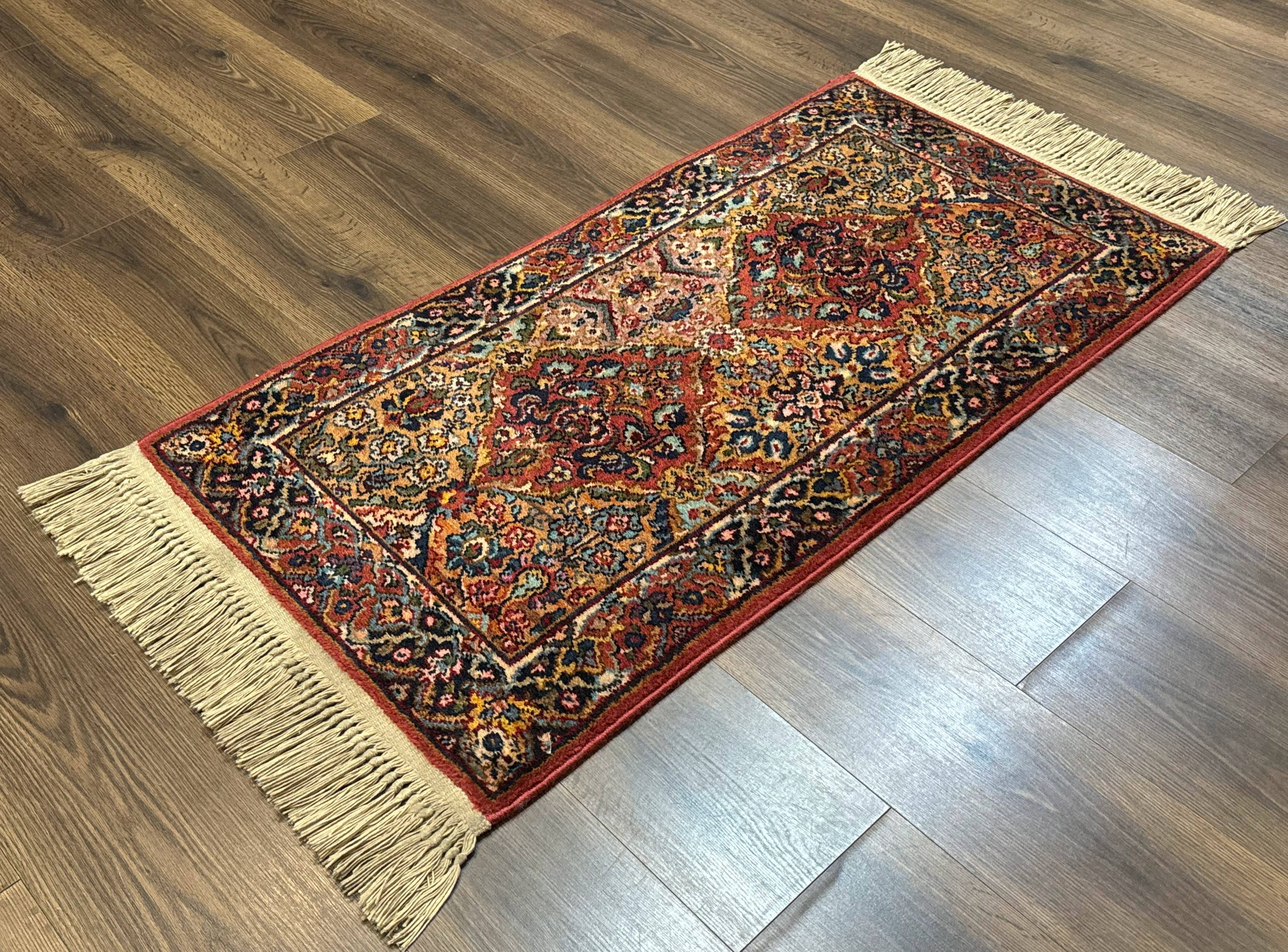 Karastan Rug 2x4 Multicolor Panel Kirman #717, Original 700 Series, Wool Pile Vintage Discontinued - Jewel Rugs