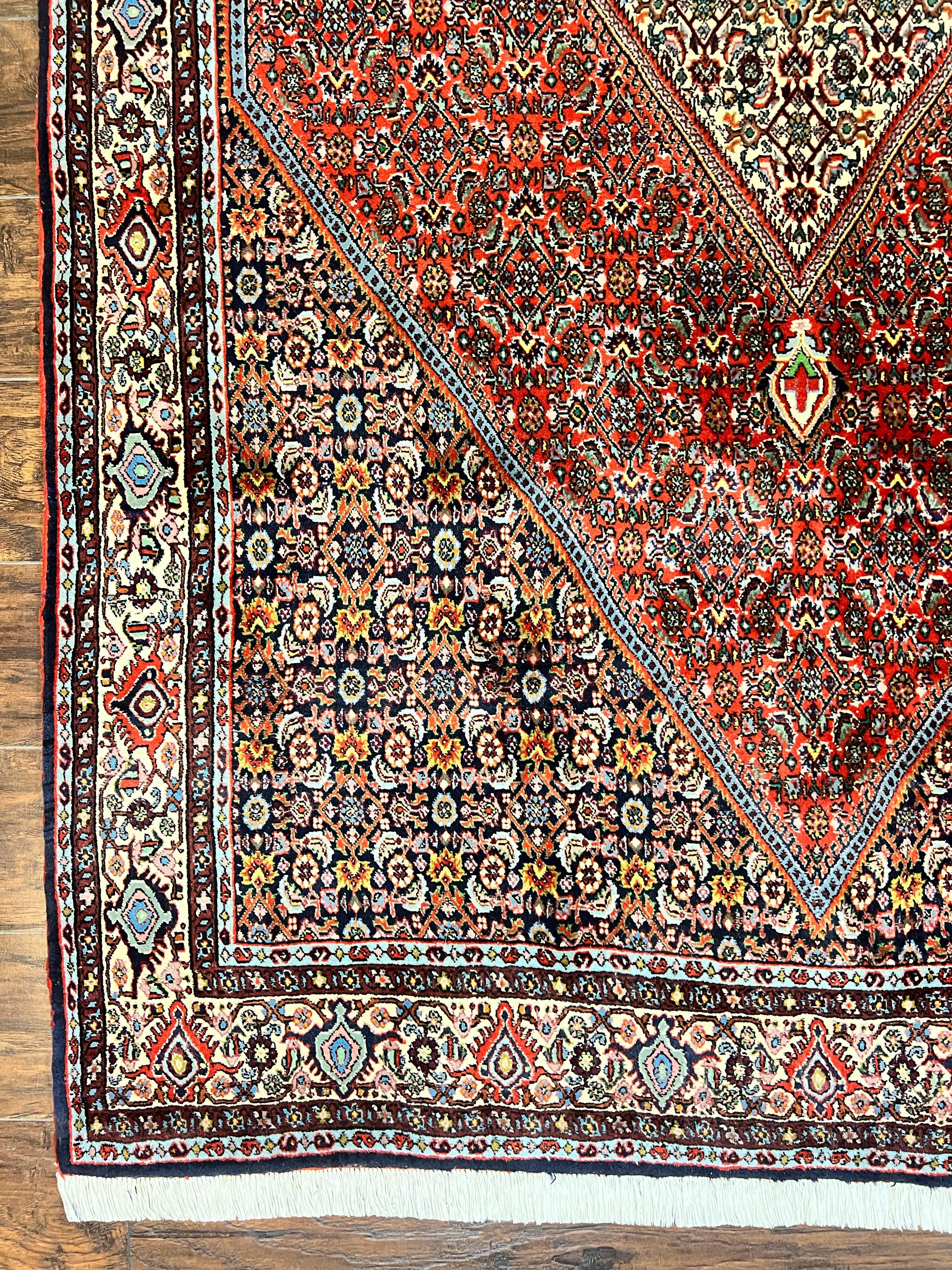 Persian Bidjar Rug 5x10, Wool Hand Knotted Vintage Carpet, Highly Detailed, Mahi Herati Pattern, 5 x 10 Oriental Rug - Jewel Rugs