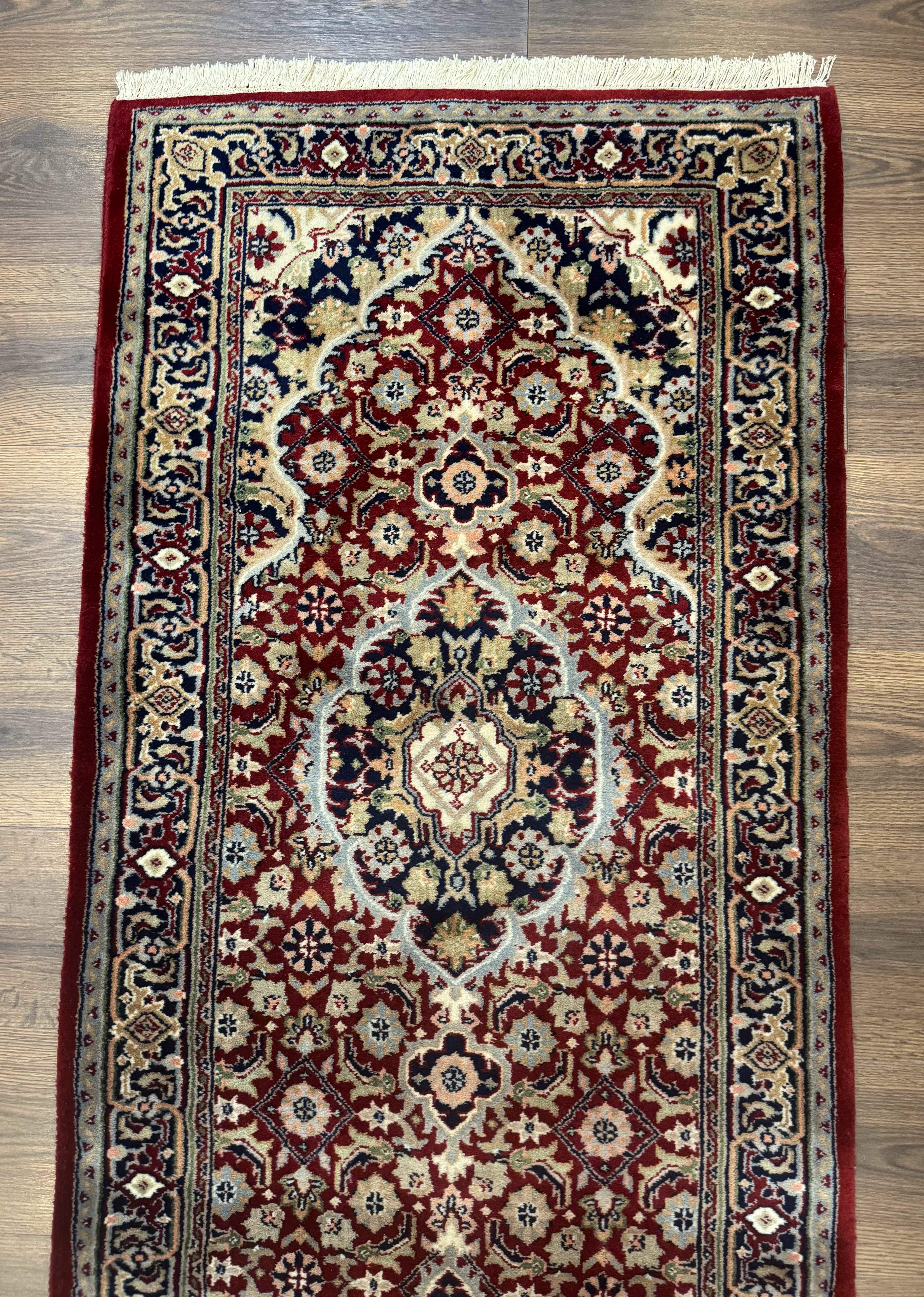 Indo Persian Sarouk Runner Rug 2.6 x 10, Floral Medallions, Traditional, Wool - Jewel Rugs