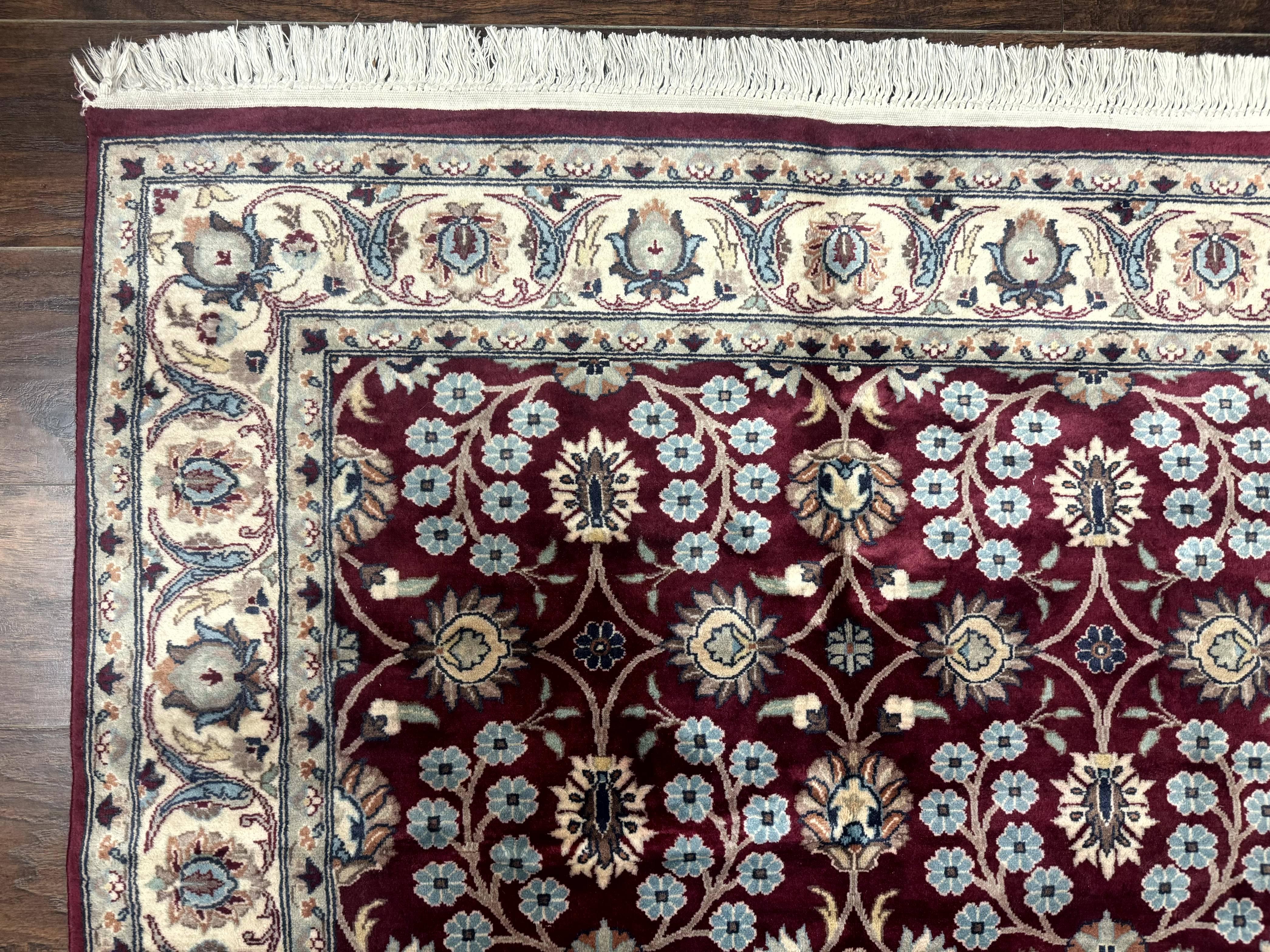 Pak Persian Rug 4x6, Floral Allover, Vintage Wool Carpet, Plum and Ivory - Jewel Rugs