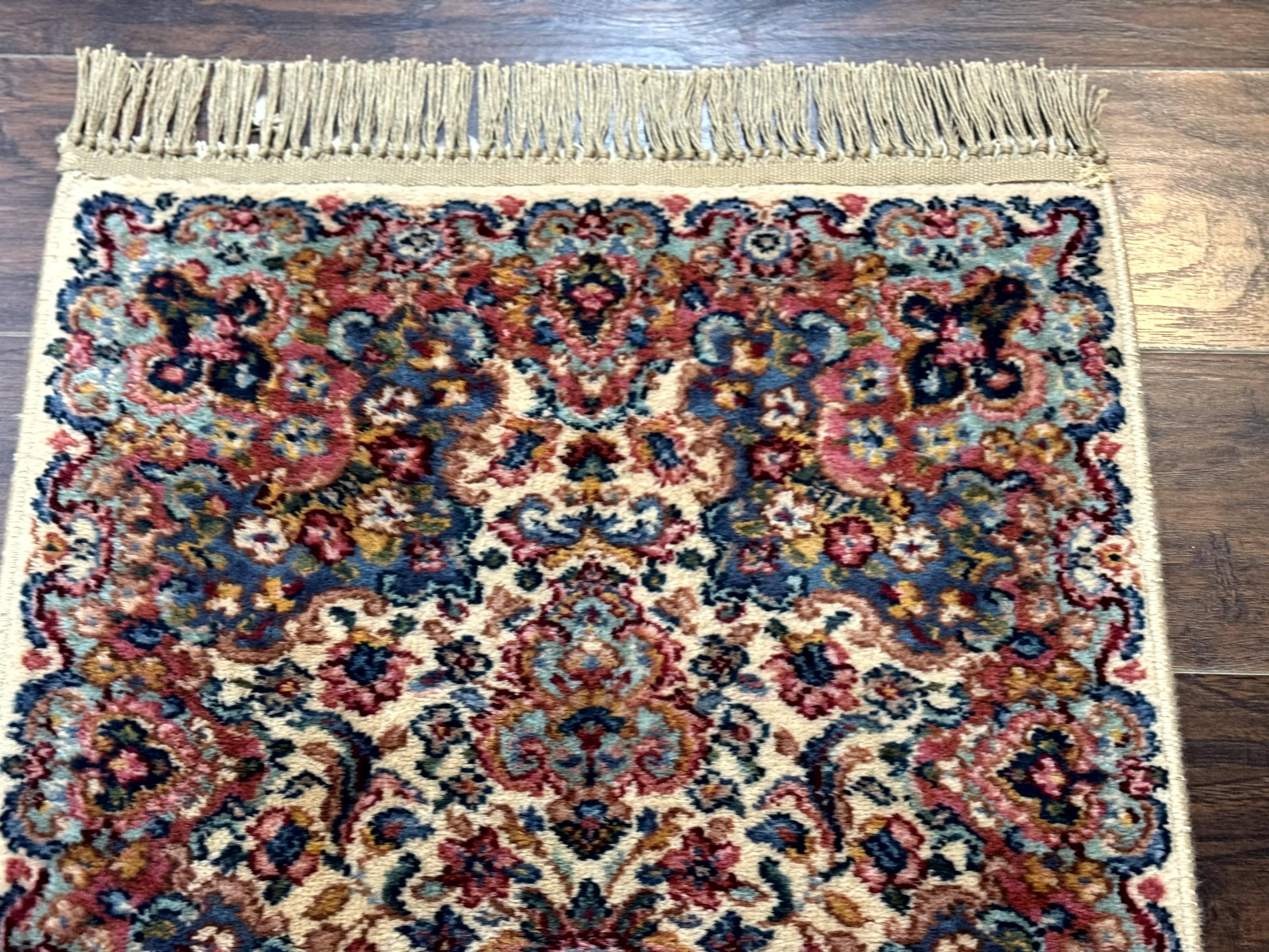 Karastan Rug 2x4, Karastan Kirman Rug #724, Wool Vintage Discontinued Small Karastan Area Rug, Ivory Kirman - Jewel Rugs