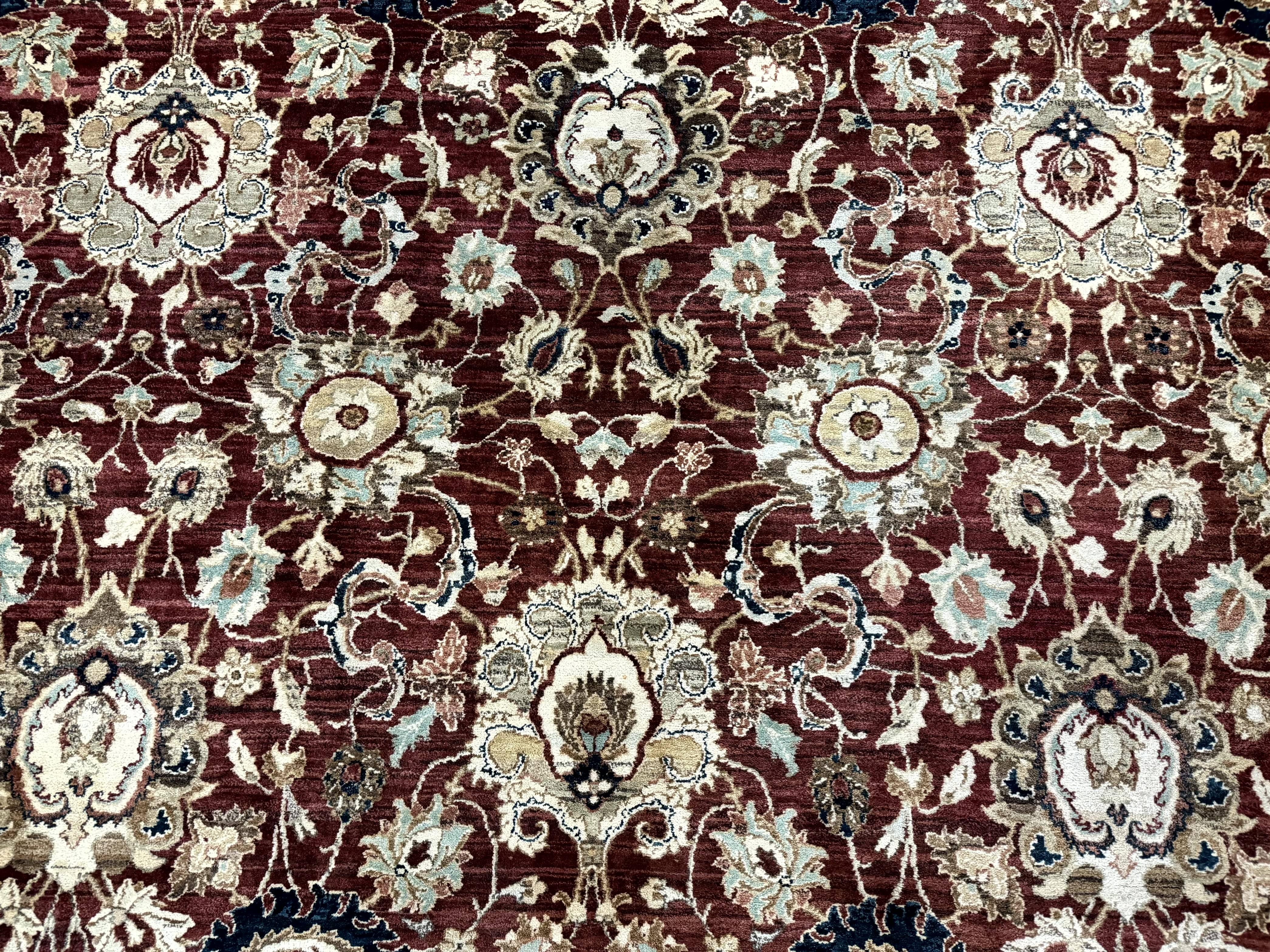 Palace Sized Indian Agra Rug 12x17, Wool Handmade Floral Allover Carpet - Jewel Rugs