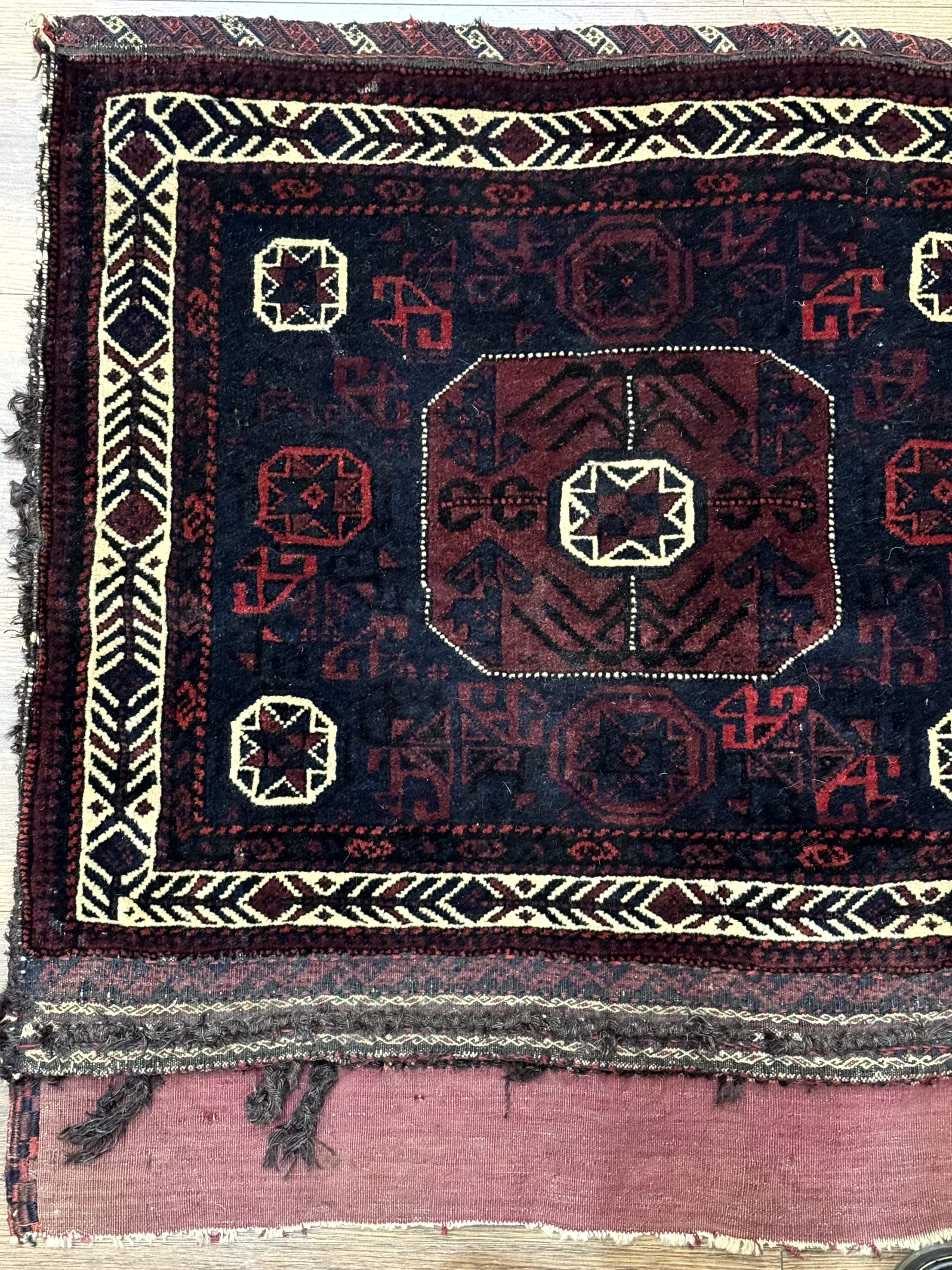Persian Baluch Bagface Rug 2.6 x 2.6, Navy Blue, Tribal, Antique - Jewel Rugs