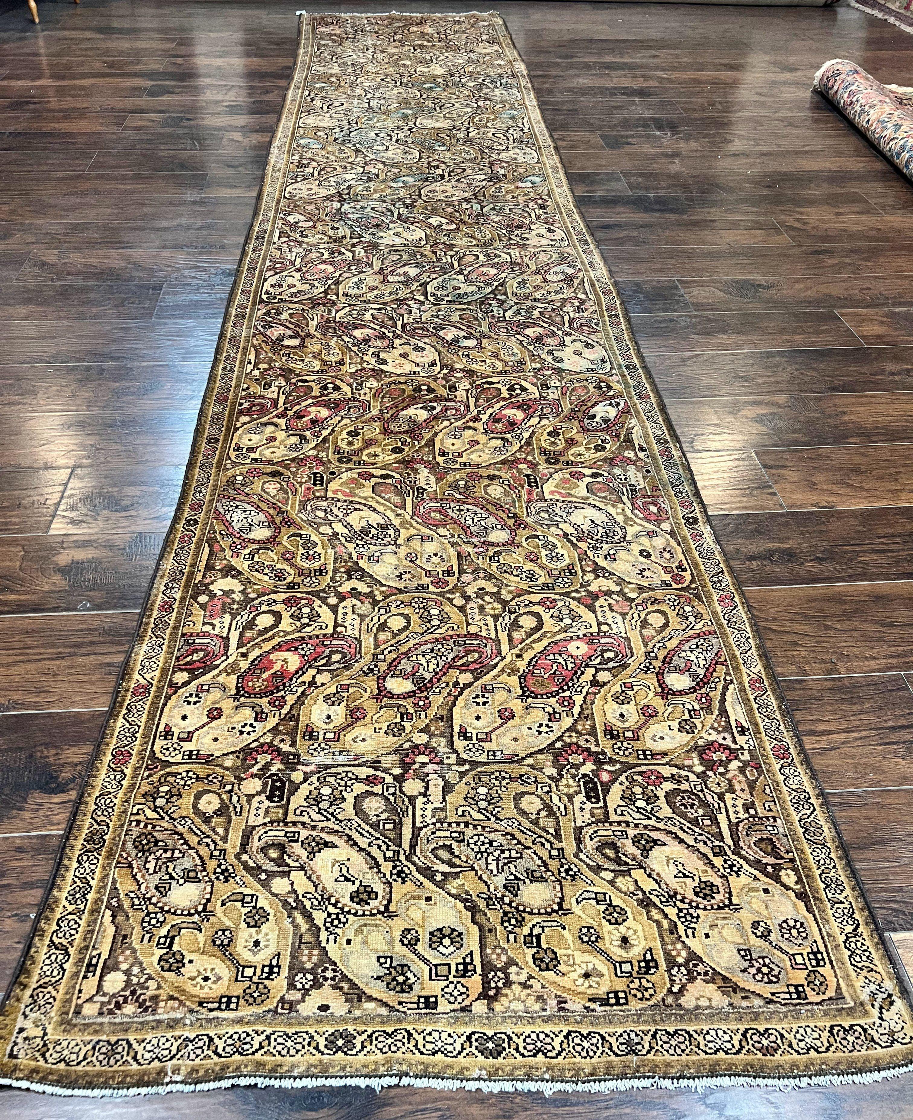 Antique Persian Malayer Runner Rug 3x16, Repeated Boteh Paisley Design, Rare Rug, 1920s Antique Oriental Carpet, Wool Handmade Hand Knotted 3 x 16 ft Rug - Jewel Rugs