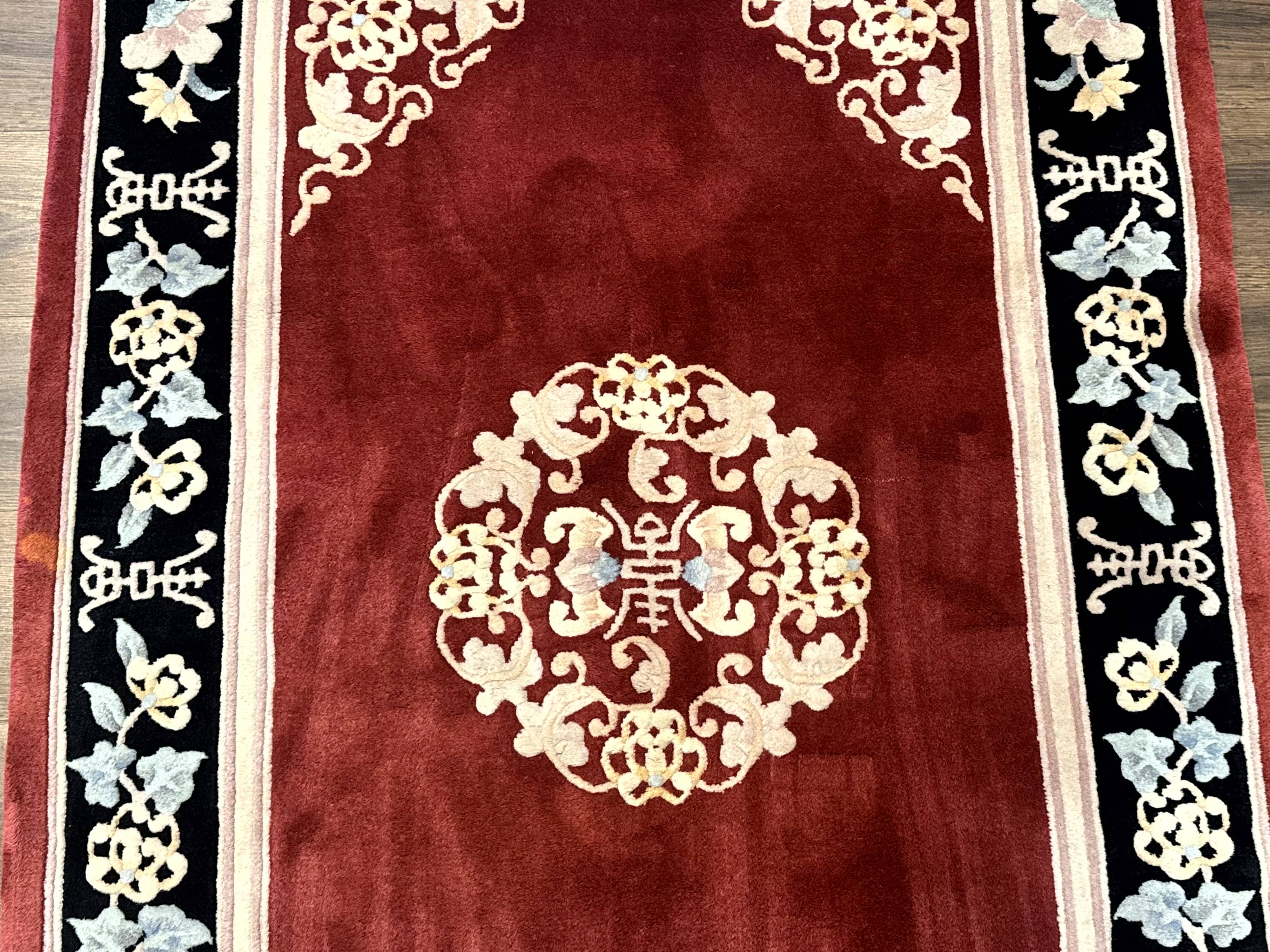 Chinese Wool Rug 4x6, Maroon and Black, Butterflies, Chinese Oriental Carpet, 90 Line Rug - Jewel Rugs