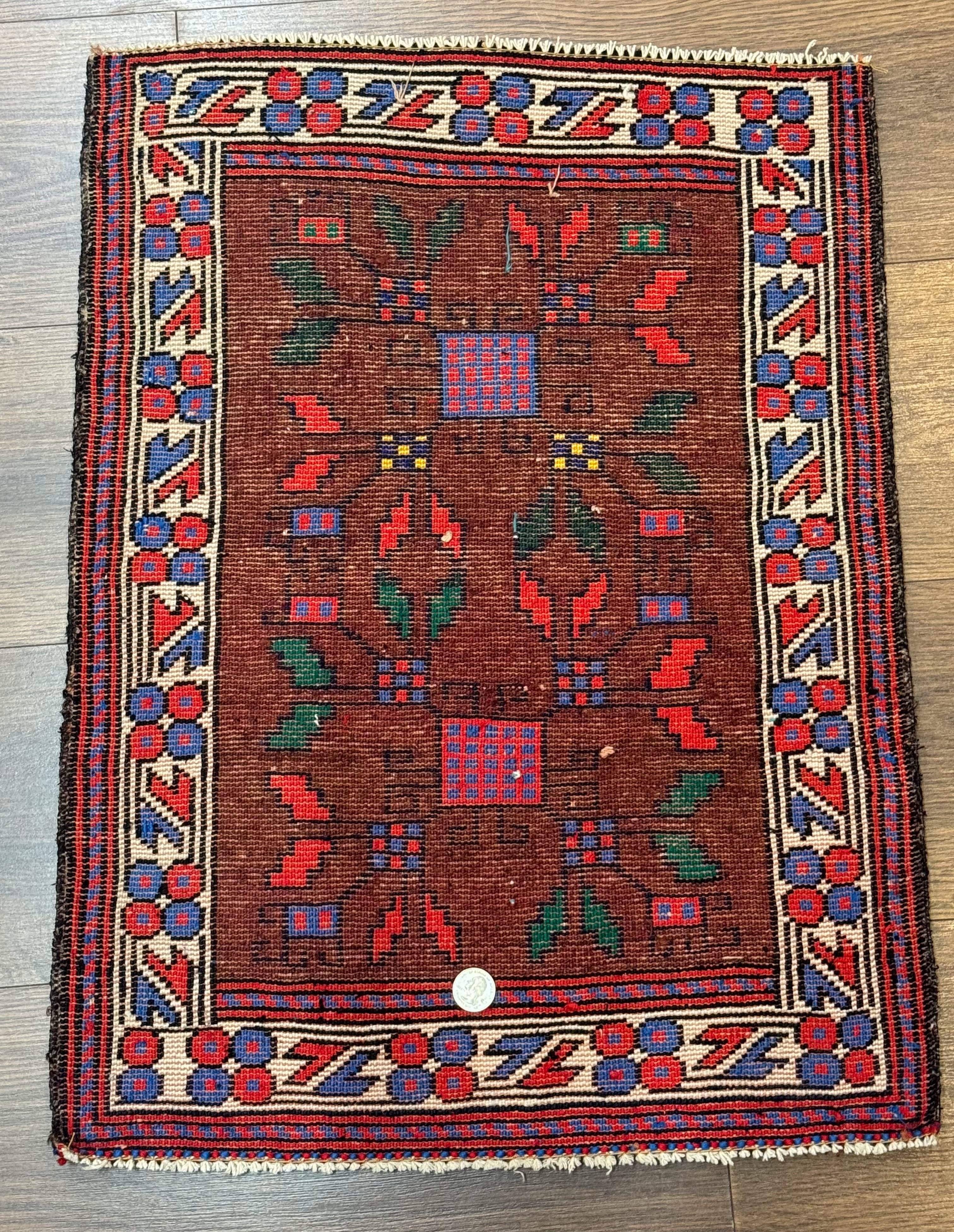 Small Persian Baluchi Rug, Tribal Rug, Brown, Multicolor - Jewel Rugs