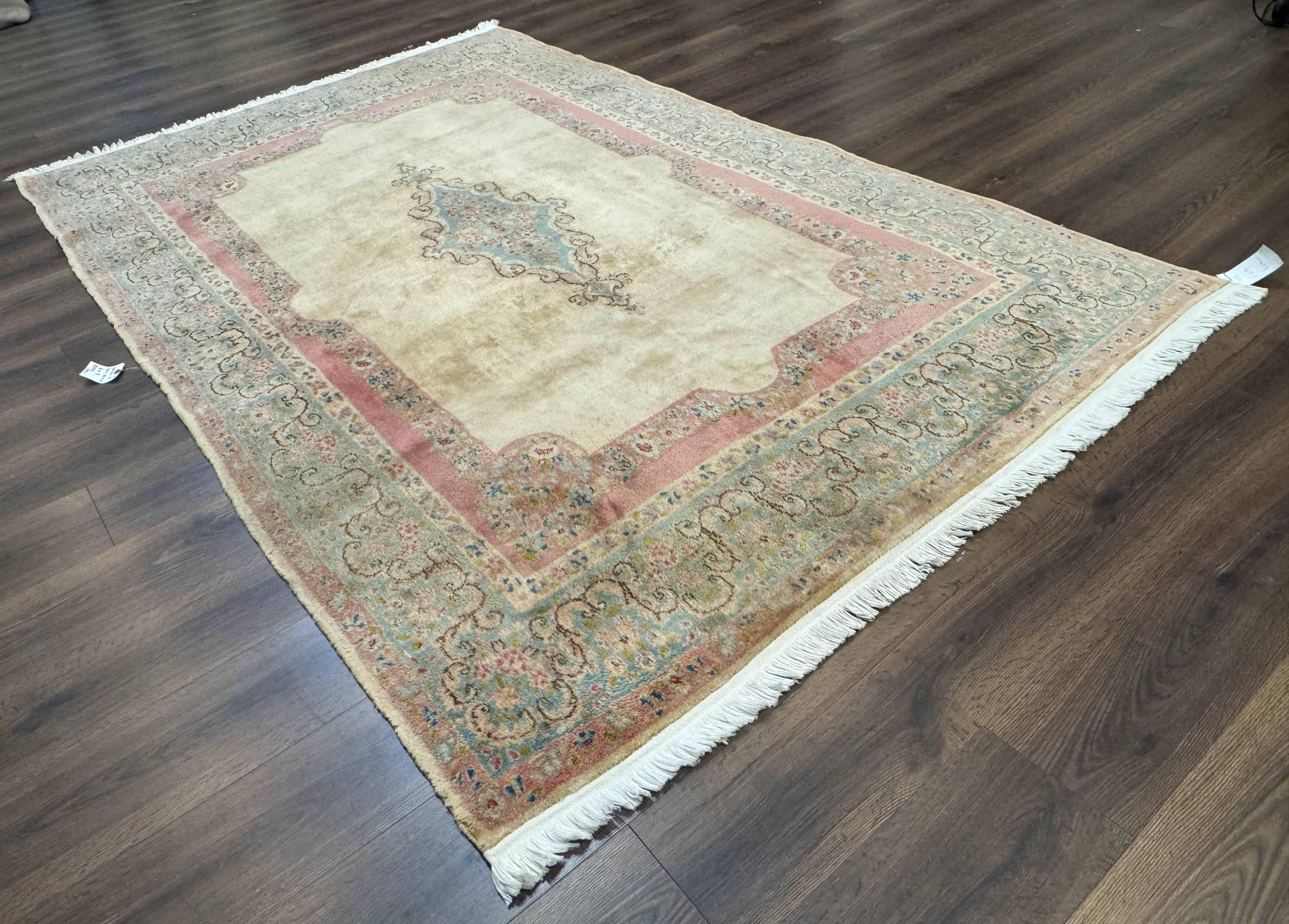 Persian Kerman Rug 6x9, Pastel Colors, Semi Open Field - Jewel Rugs
