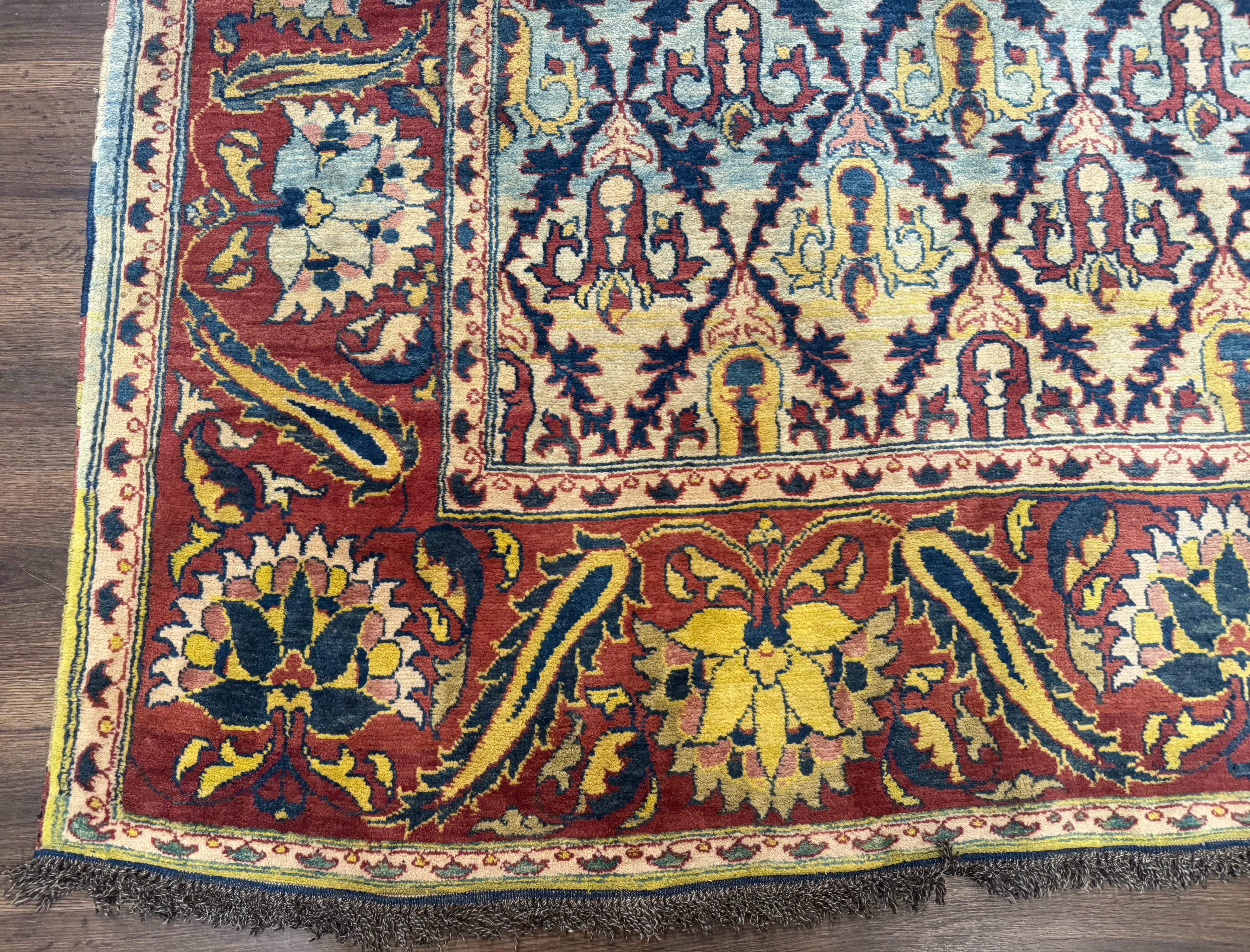 Pak Persian Rug 6x8, Blue Red Multicolor, Unique Design, Hand Knotted, Wool - Jewel Rugs