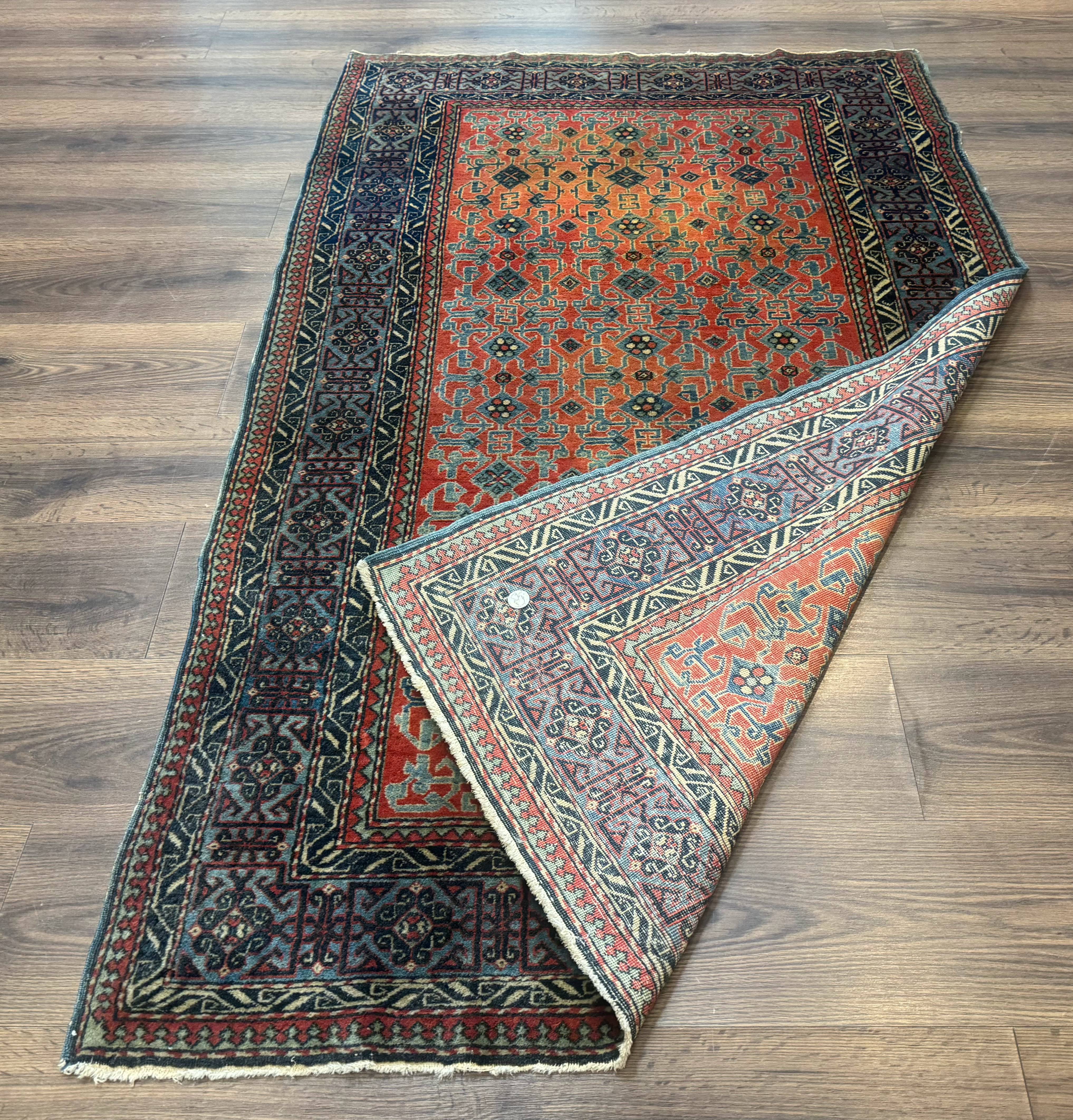 Caucasian Rug 4x6, Allover Pattern, Tomato Red - Jewel Rugs