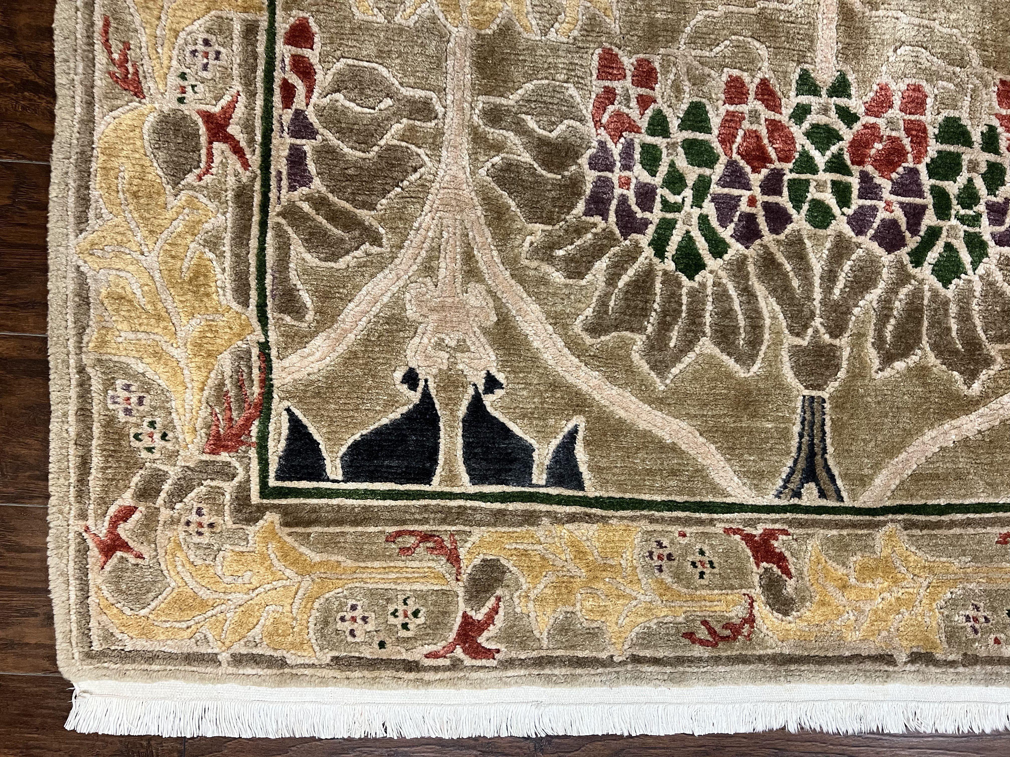 Tibetan Tufenkian Rug 6x9, Wool Hand Knotted Modern Carpet, Abstract Handmade Rug, Soft Pile - Jewel Rugs