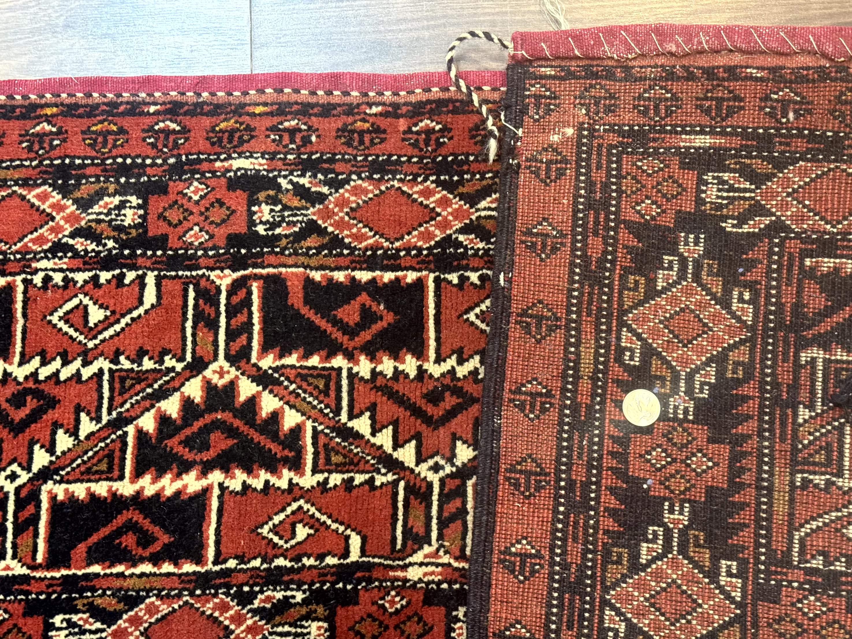 Persian Turkoman Tribal Door Hanging, Tent Header, Wool, Handmade, Red Black, Tribal Collectible - Jewel Rugs