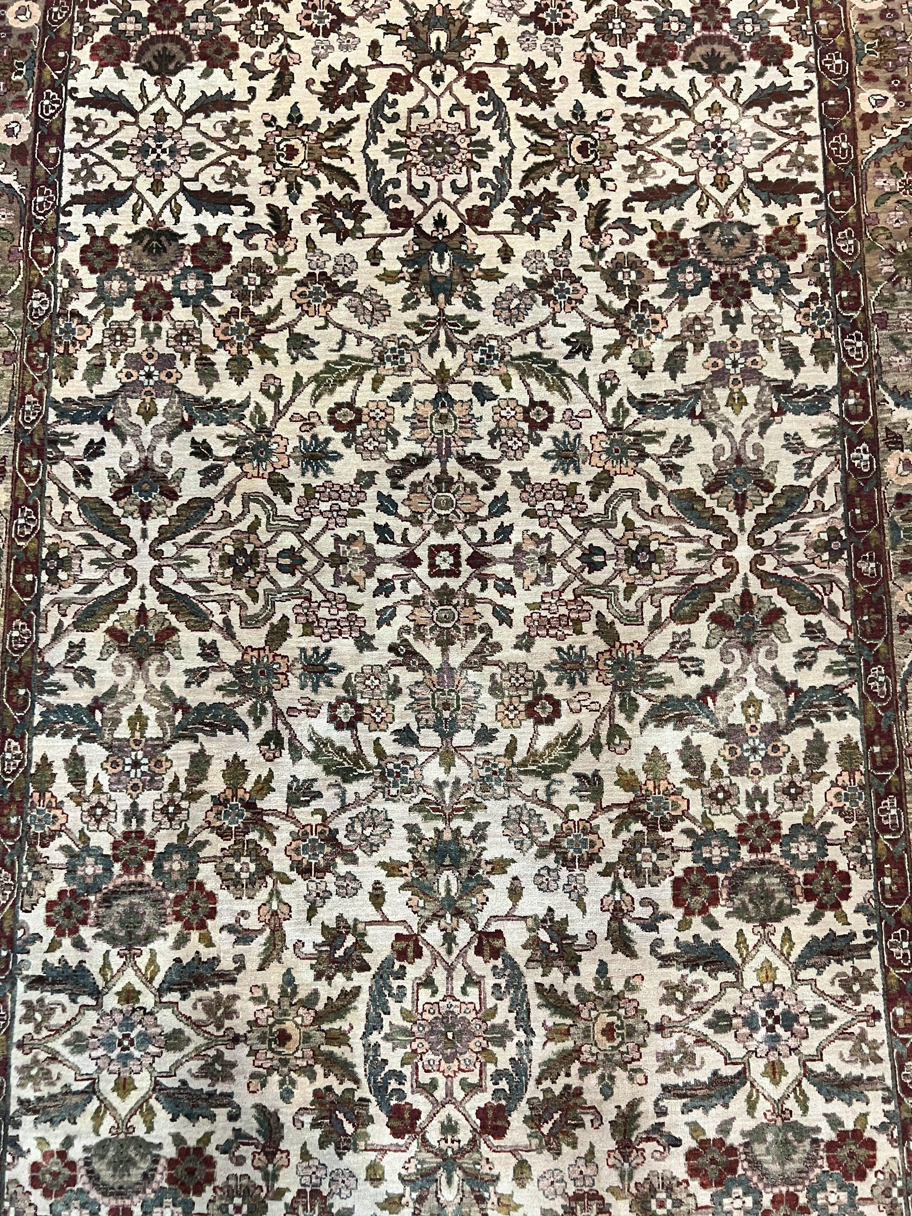 Indo Persian Rug 6x9, Indian Agra Rug, Vintage Handmade Wool Carpet, Beige, Traditional, Pande Cameron - Jewel Rugs