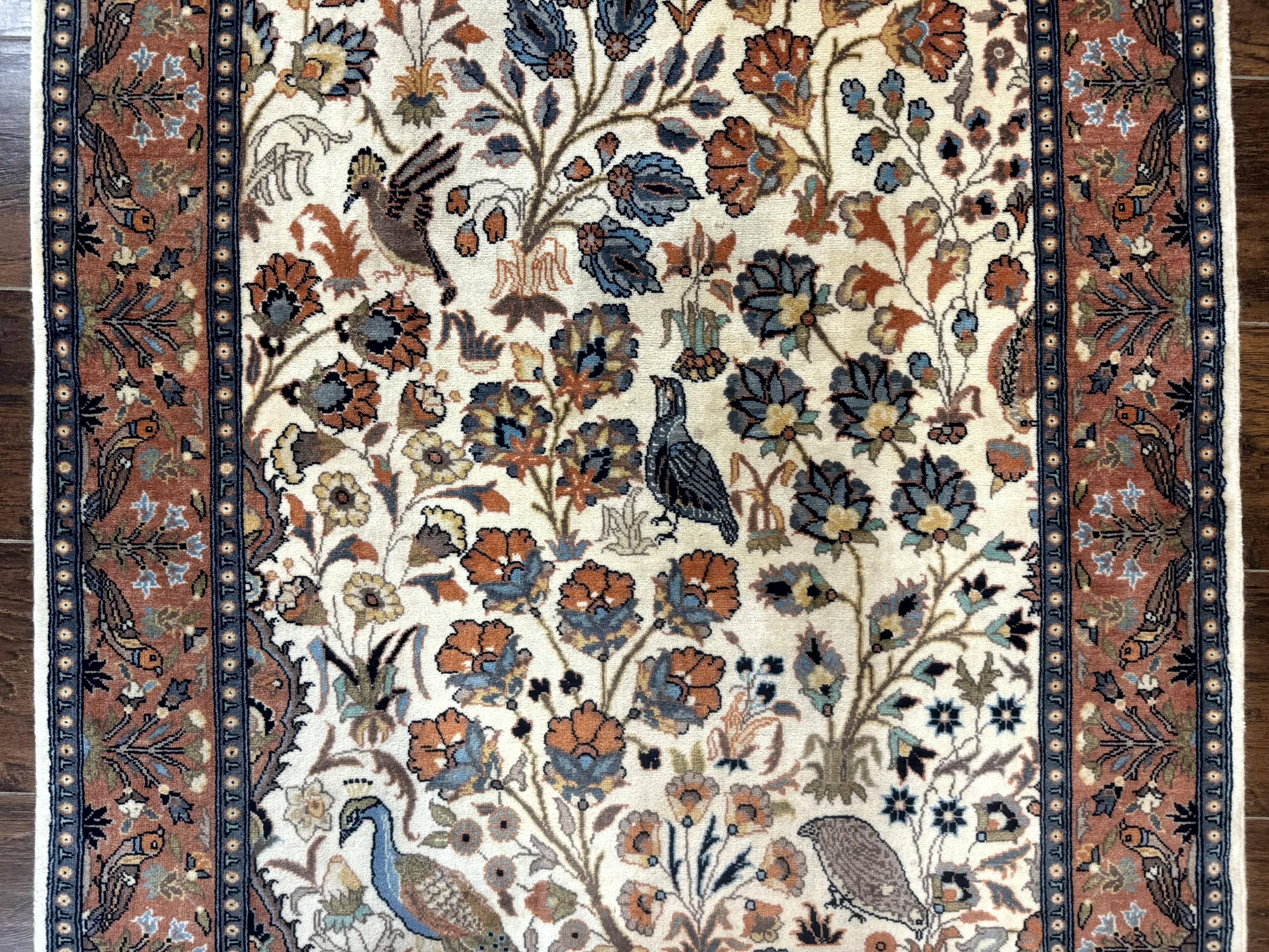 Small Pak Persian Rug 3x5, Peacock Birds Floral - Jewel Rugs