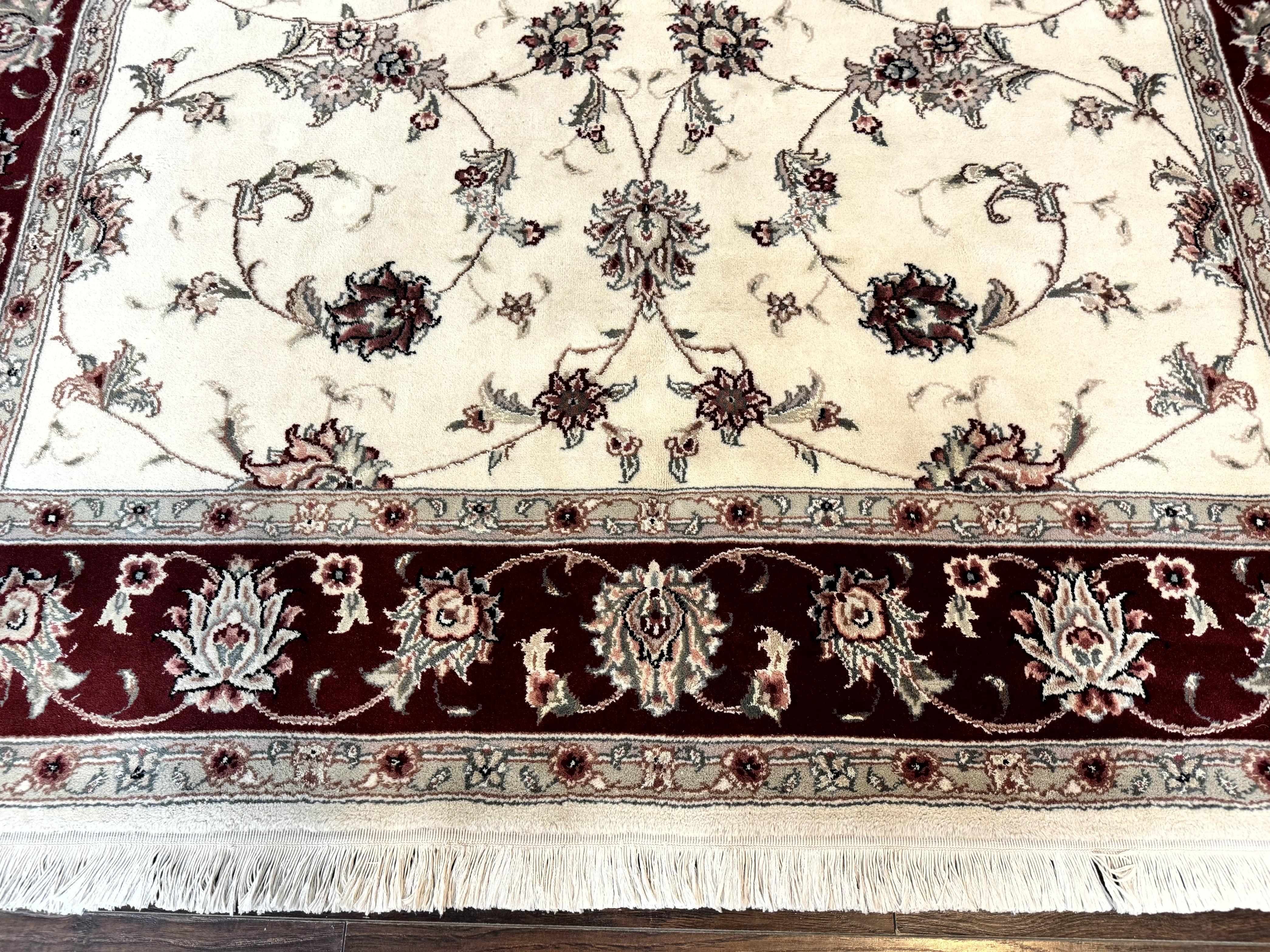 Ivory and Burgundy Pak Persian Rug 6x9 - Jewel Rugs