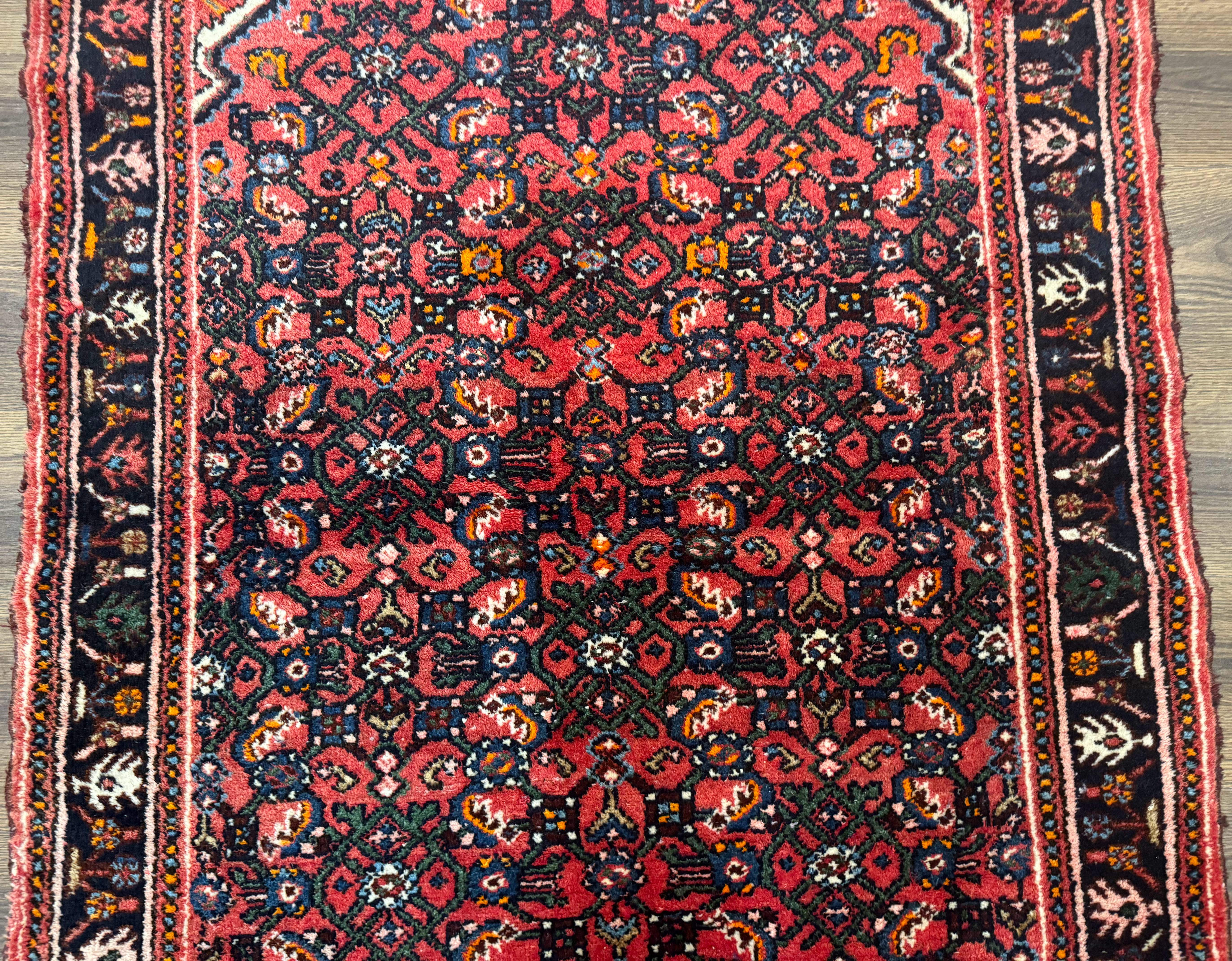 Antique Persian Hamadan Rug 4x5, Red, Allover Pattern - Jewel Rugs
