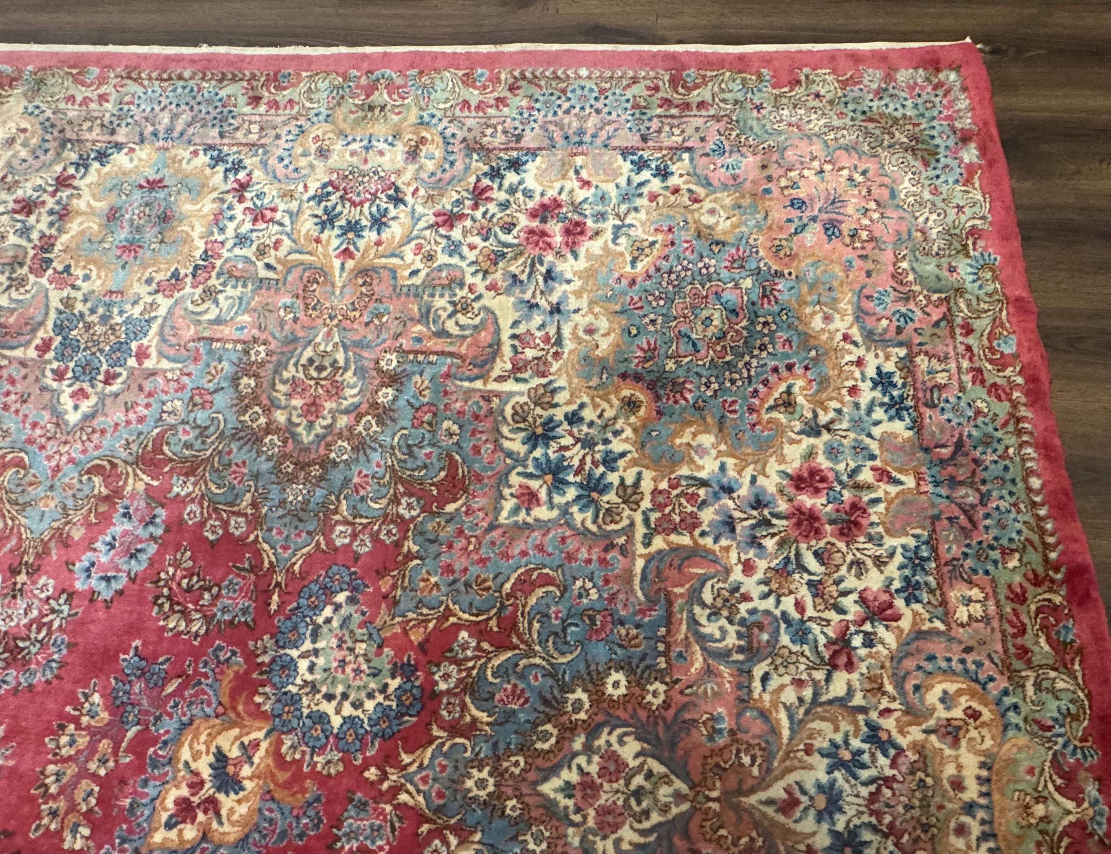 Persian Kerman Rug 12x18 Red Palace Sized Wool Handmade Carpet - Jewel Rugs