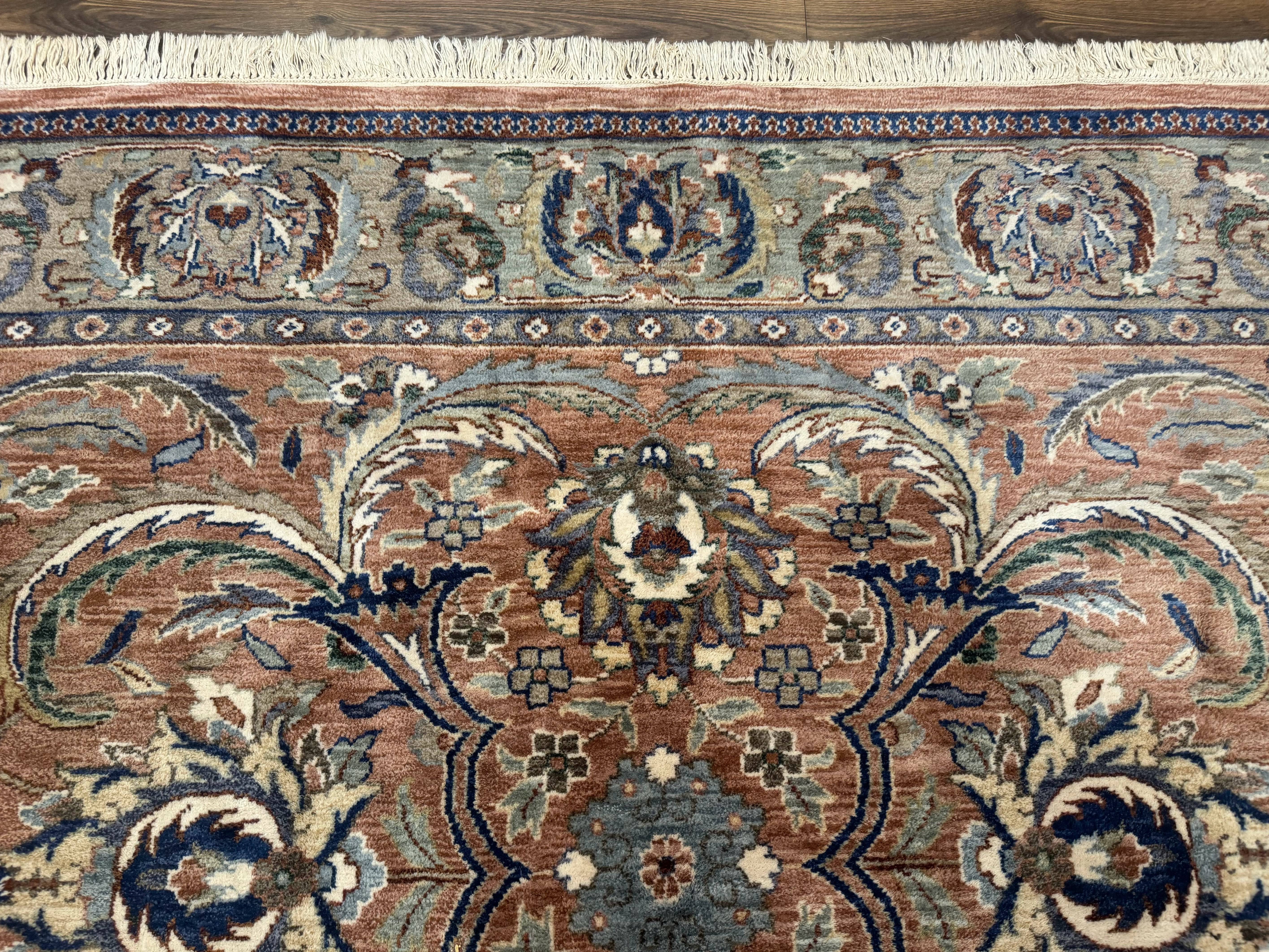 Indo Persian Mahal Rug 8x10, Traditional Wool Oriental Carpet, Pink - Jewel Rugs