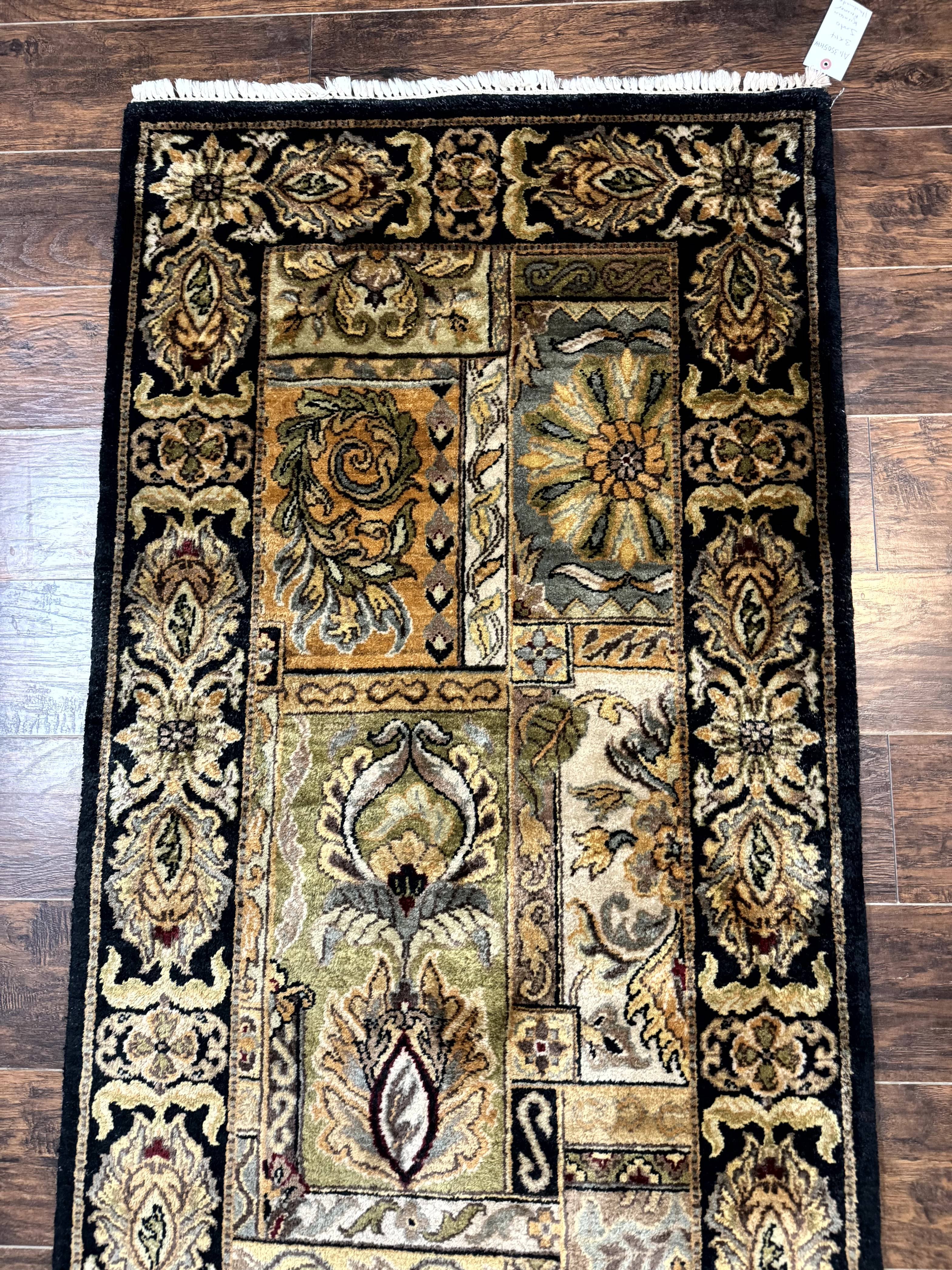 Indian Runner Rug 3x14, Panel Design, Oriental Carpet for Hallway - Jewel Rugs