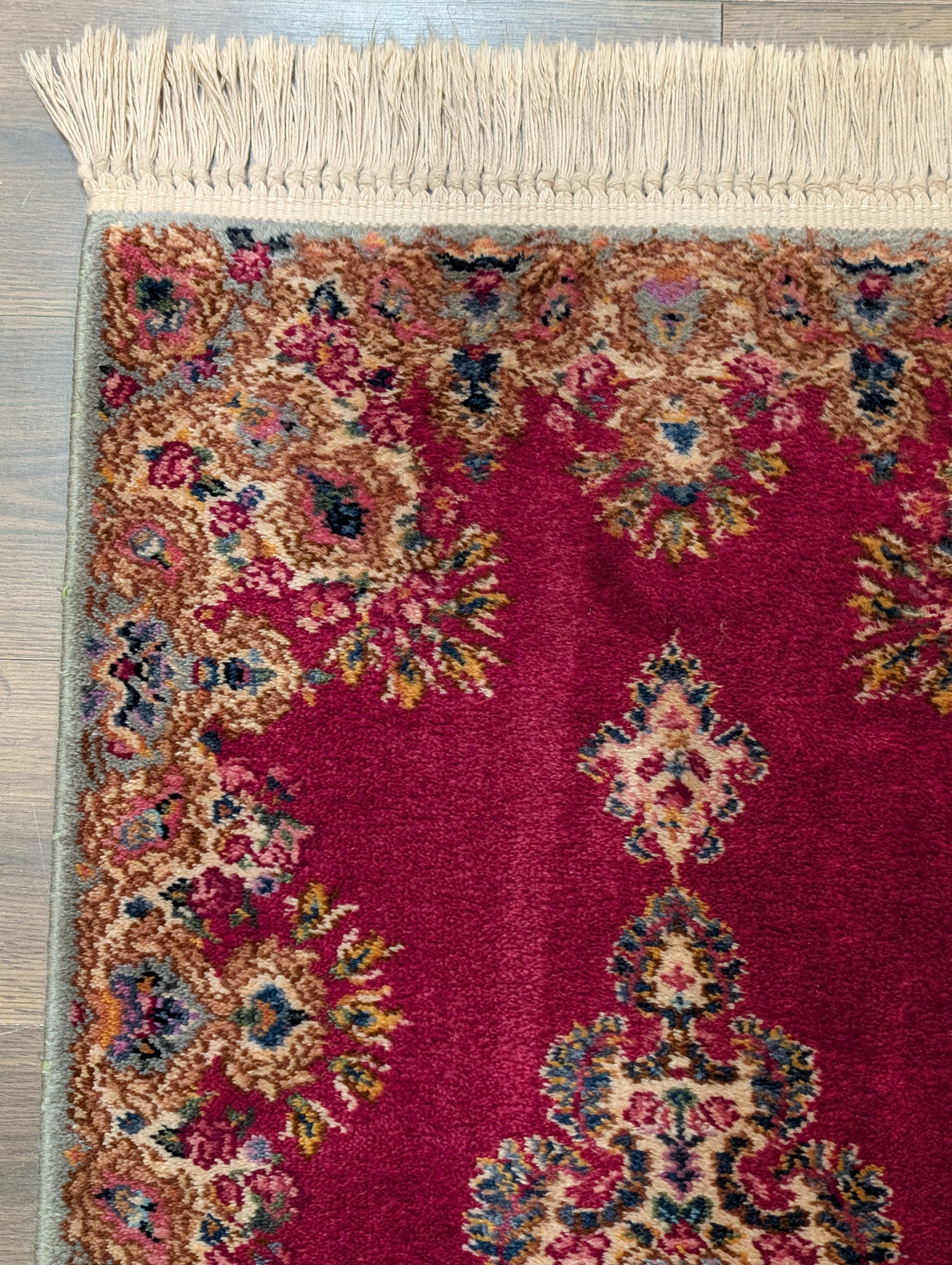 Karastan Rug 2x4 Kirman Red Medallion #762, Small Wool Karastan Rug - Jewel Rugs