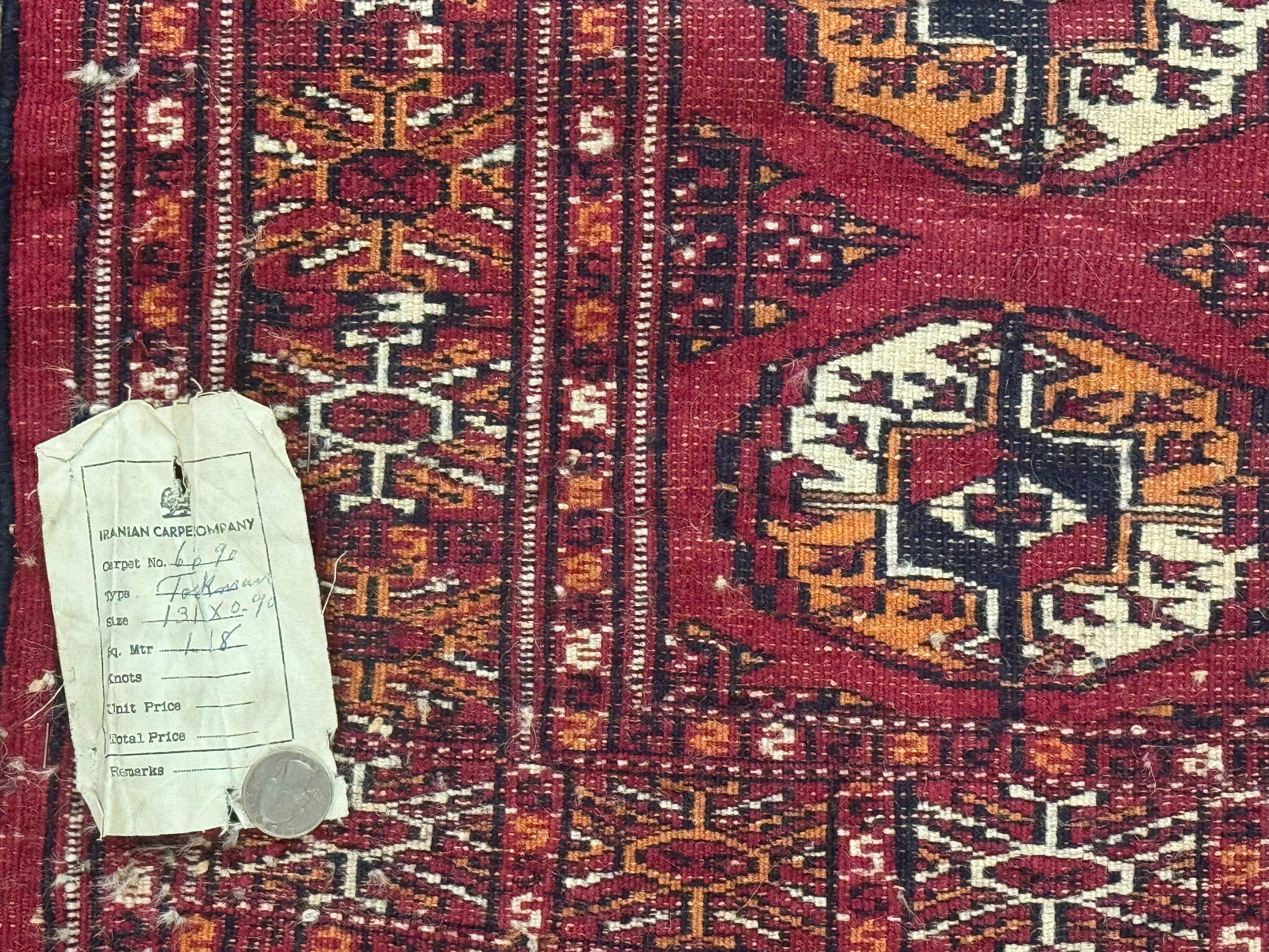 Persian Turkoman Rug 3x4 – Raspberry Red and Ivory, Handmade Wool Vintage Carpet - Jewel Rugs