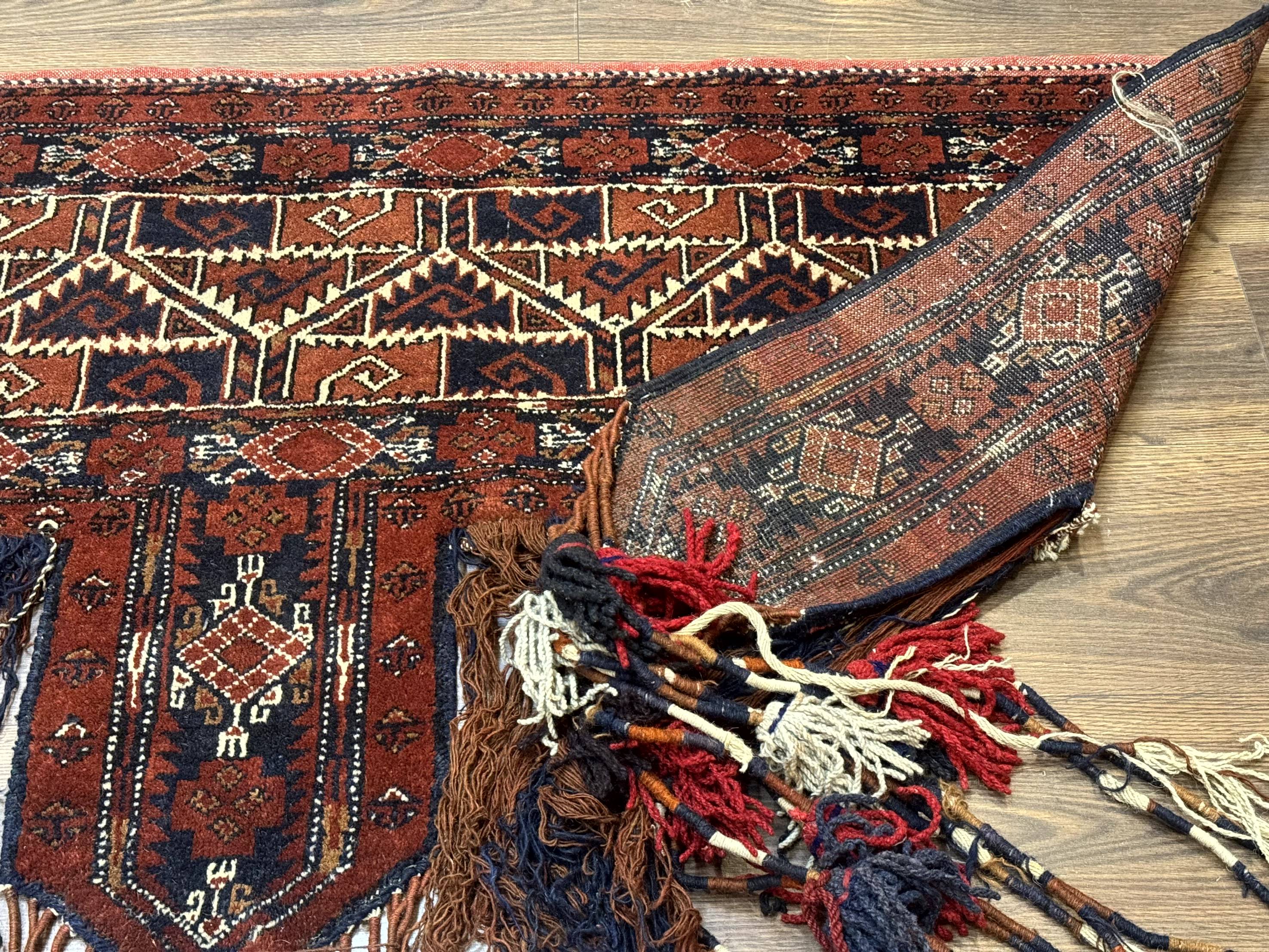 Antique Afghan Beshir Tent Header Textile Rug, Tribal Collectible, Wool - Jewel Rugs