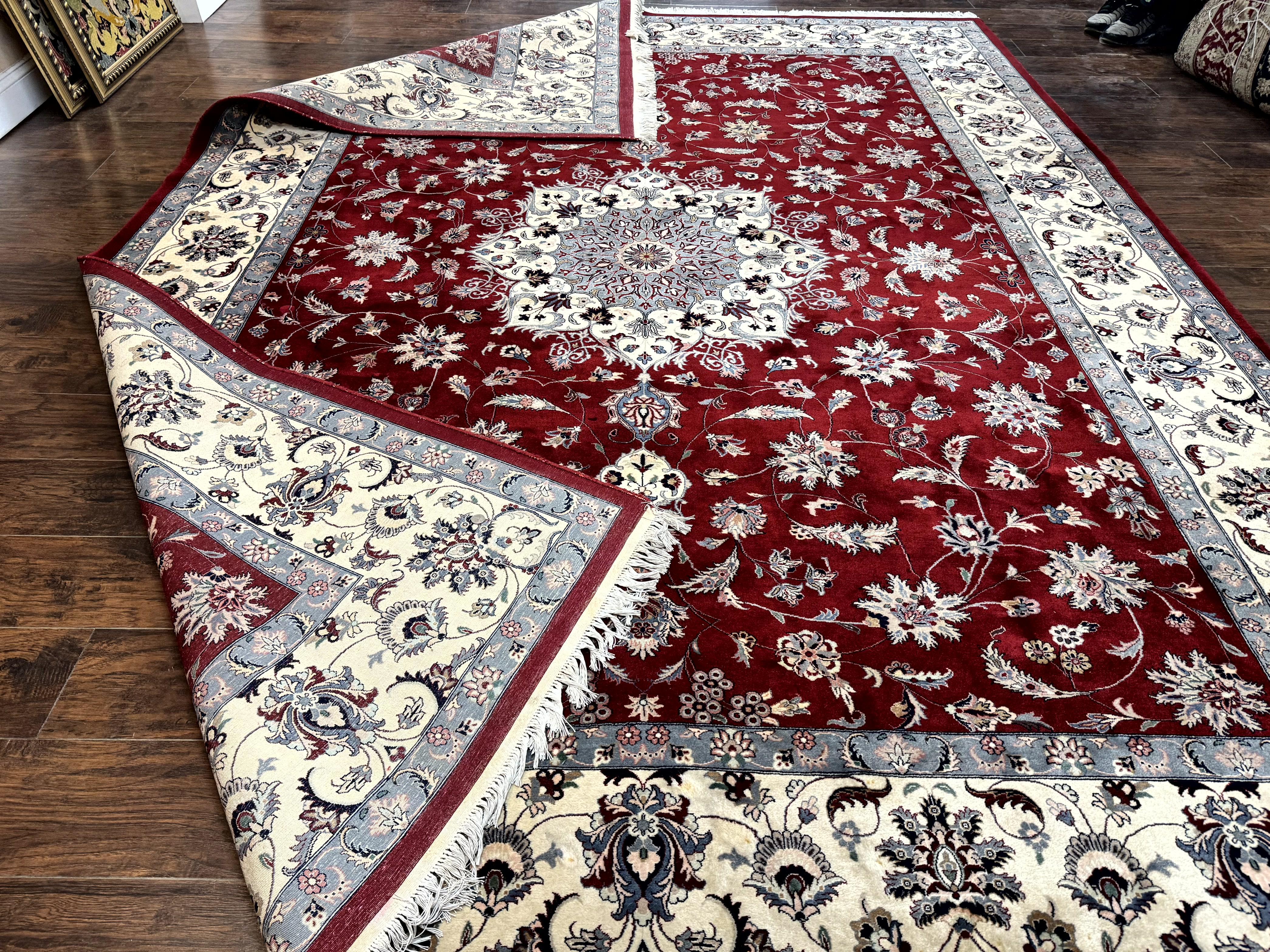 Pak Persian Rug 9x12, Maroon and Ivory, Wool Handmade Vintage - Jewel Rugs