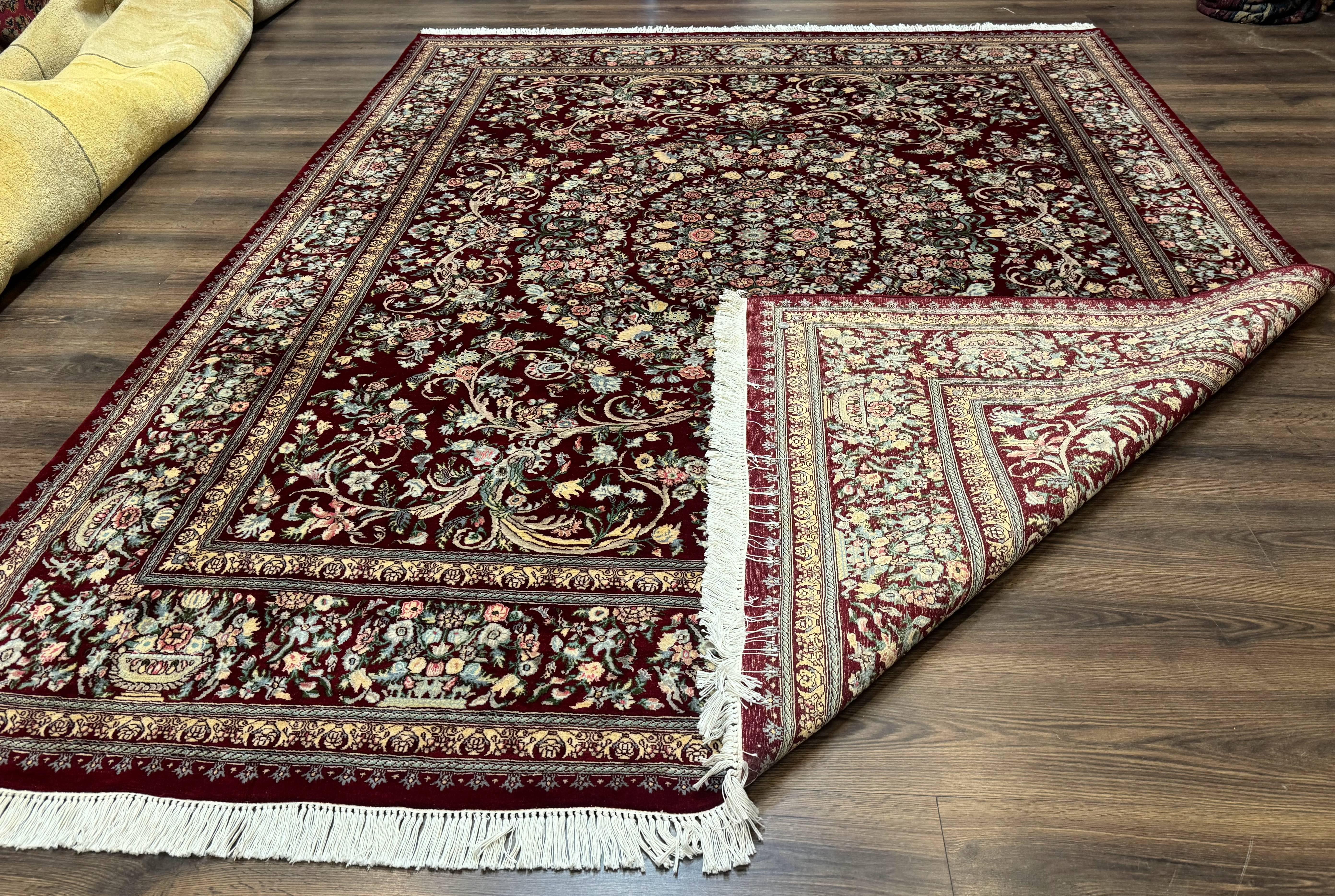 Burgundy Persian Rug 8x10, Pak Persian Floral Carpet, Very Fine 300 KPSI - Jewel Rugs