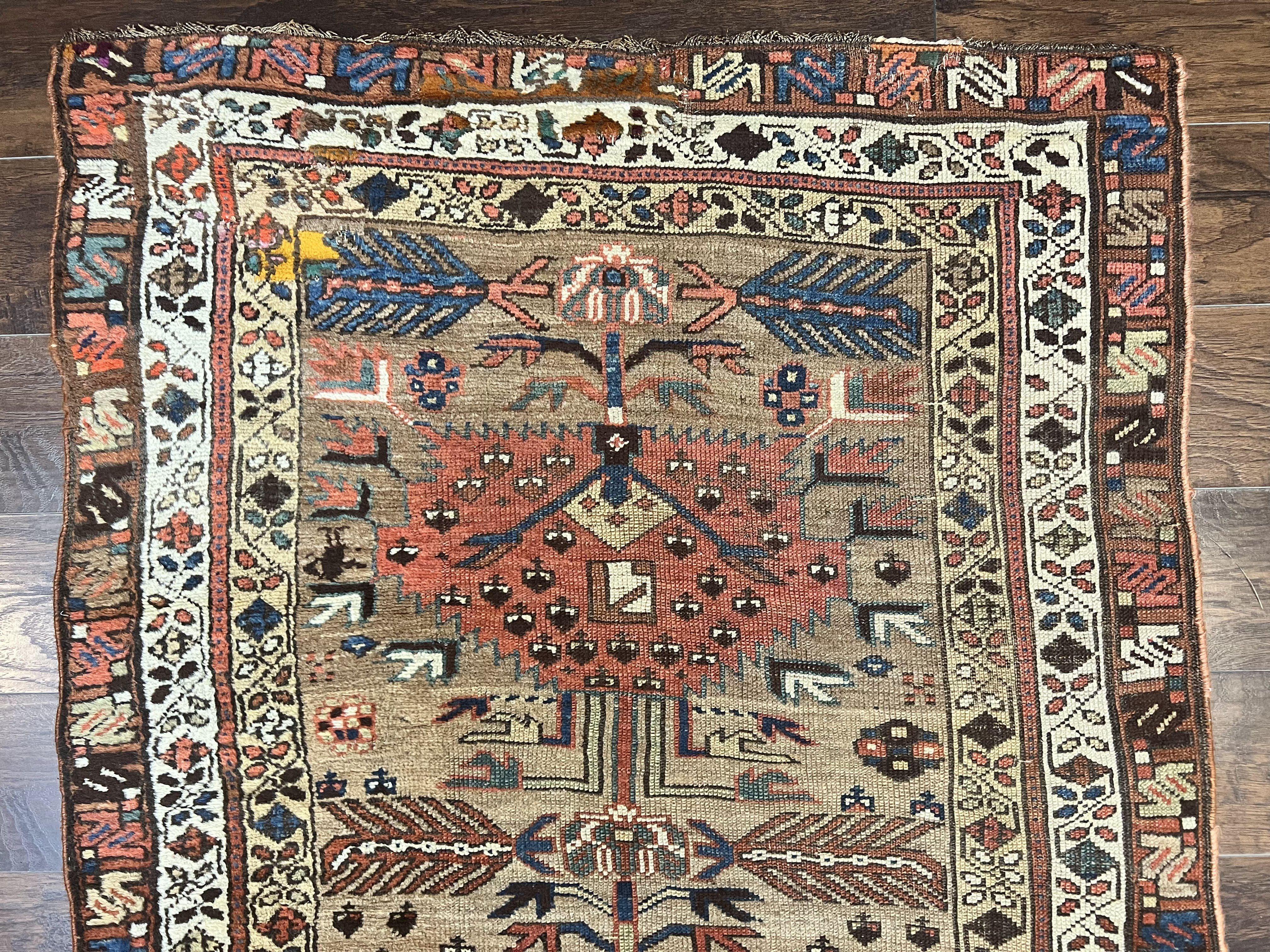 Antique Persian Runner Rug 4 x 16, Persian Kurdish Sarab Runner, Camel Hair Wool Tribal Runner for Hallway, 16ft Runner, Handmade 1920s Rug - Jewel Rugs