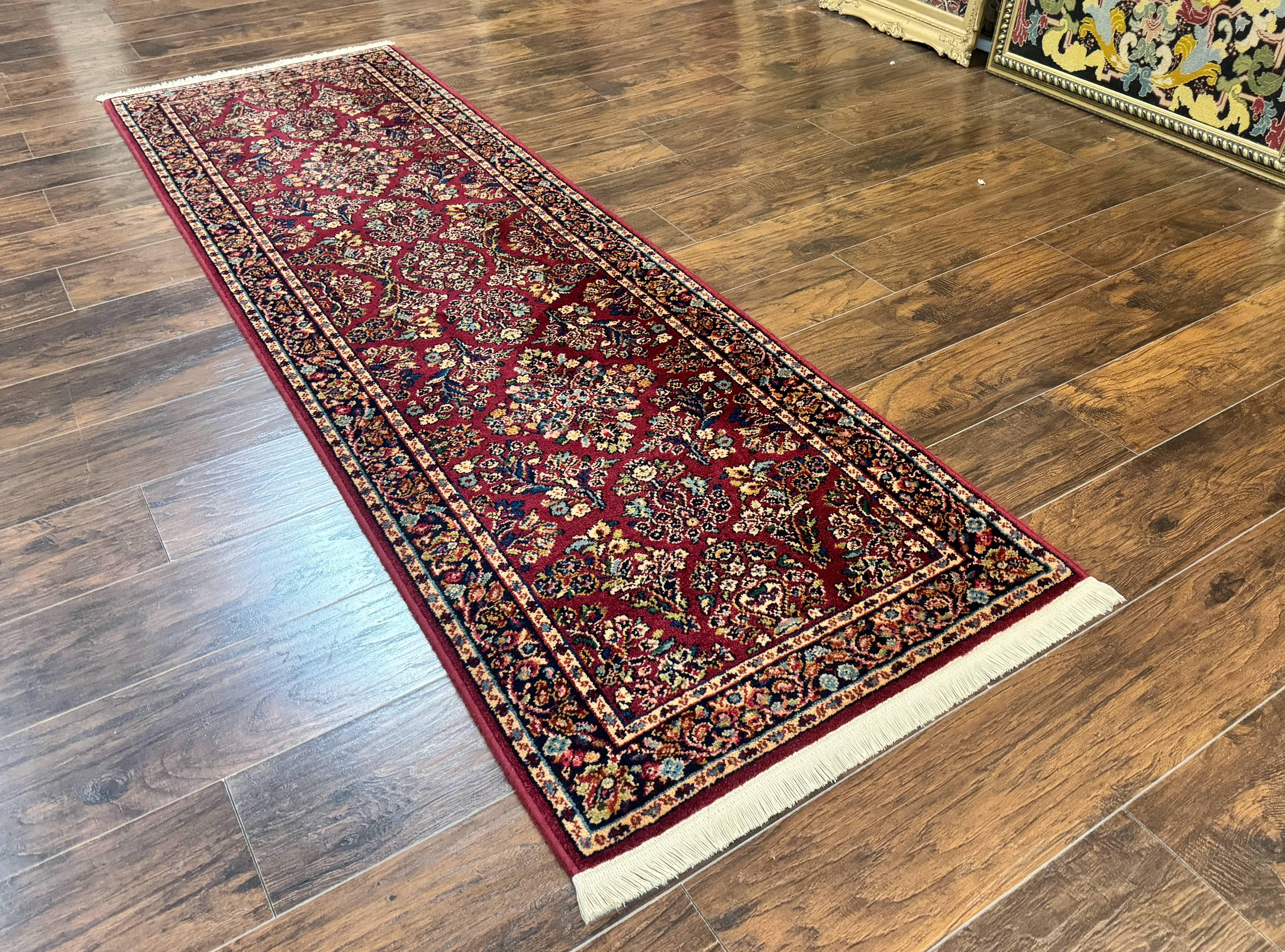 Karastan Runner Rug 2.6 x 8.6, Red Sarouk #785, Original 700 Series, Wool Karastan Runner Rug, Rare - Jewel Rugs