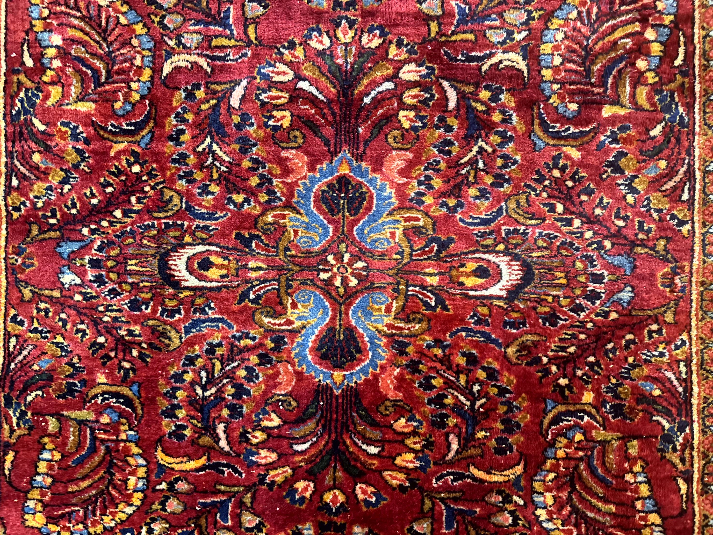 Persian Lilihan Rug 5x6, Red, Floral, Antique Persian Carpet - Jewel Rugs
