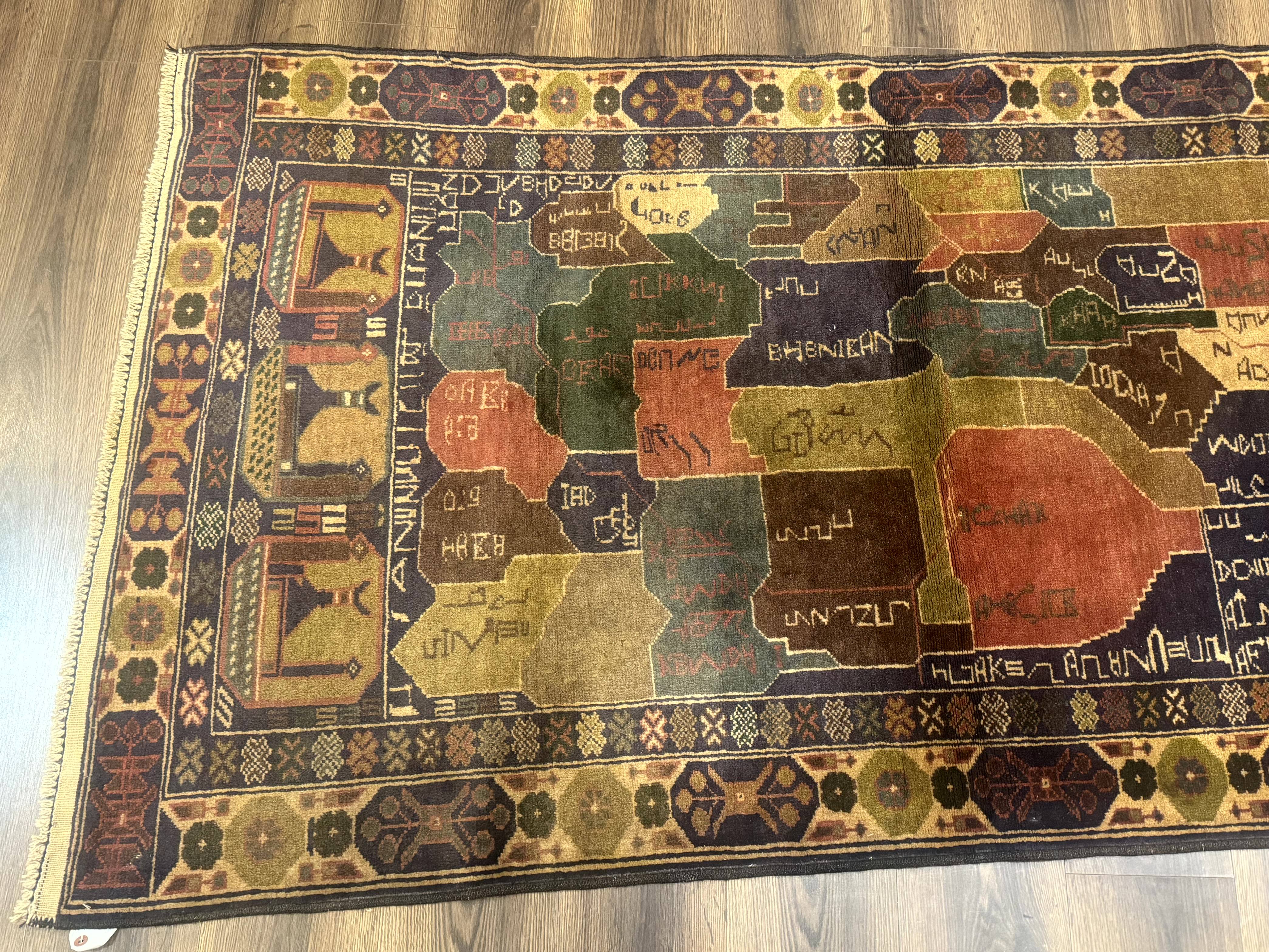 Afghan Rug 4x7, Map of Afghanistan, Tribal Rug, Balouch Rug, New - Jewel Rugs