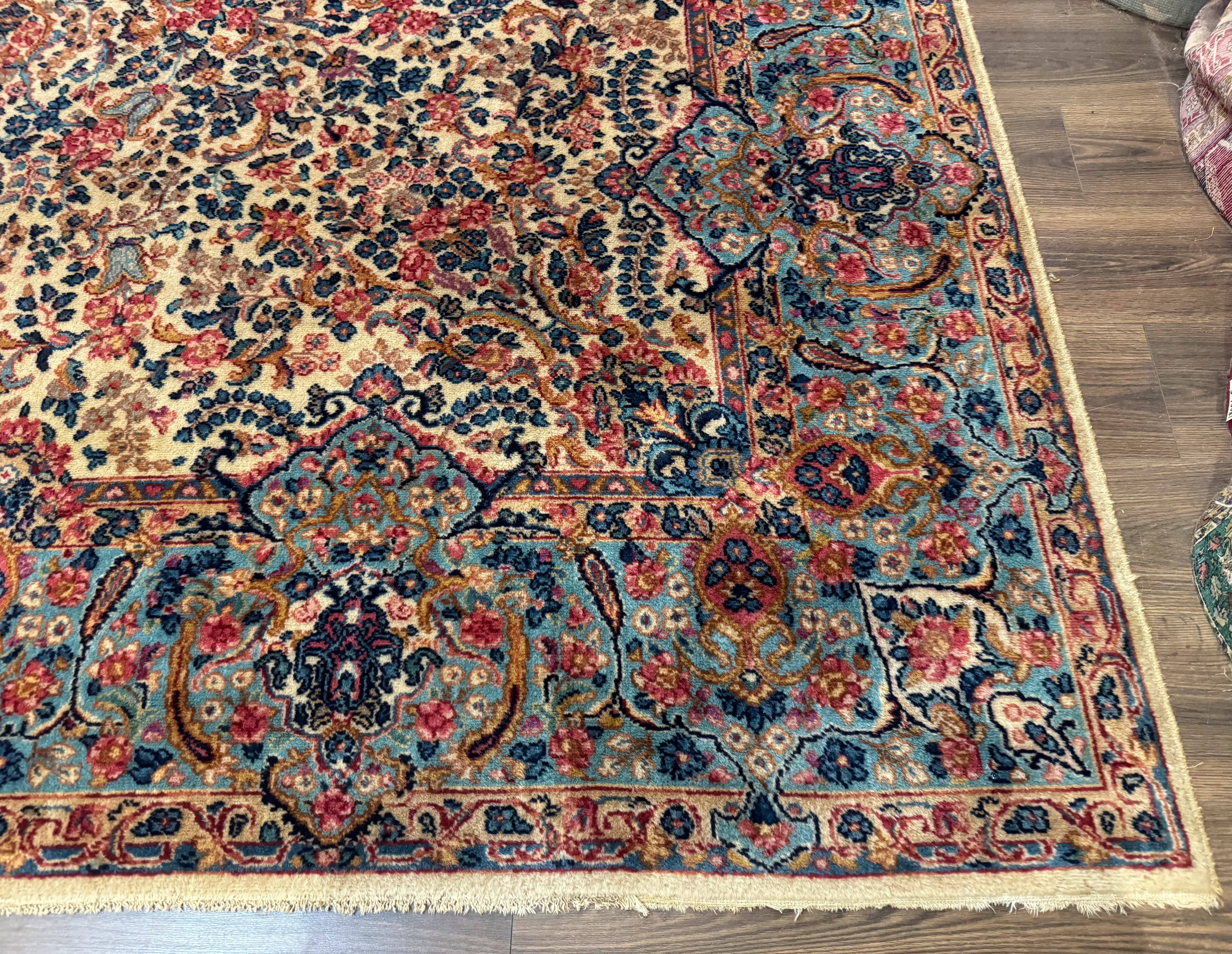 Antique Karastan Floral Kirman Rug 10x14, Wool Discontinued Karastan Carpet - Jewel Rugs