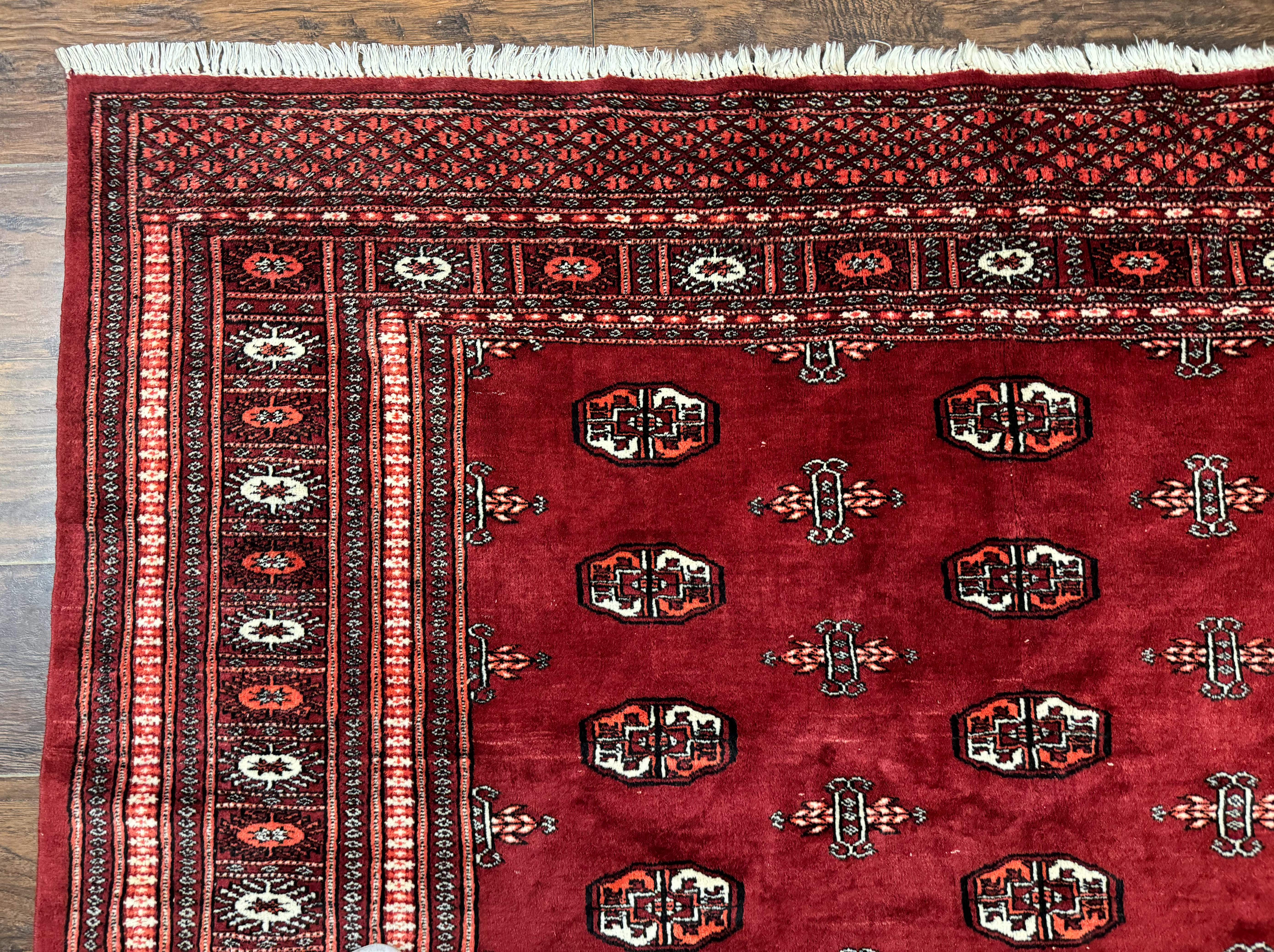 Pakistani Bokhara Rug 6x9 – Red, Hand-Knotted Wool, Vintage Turkoman Carpet - Jewel Rugs