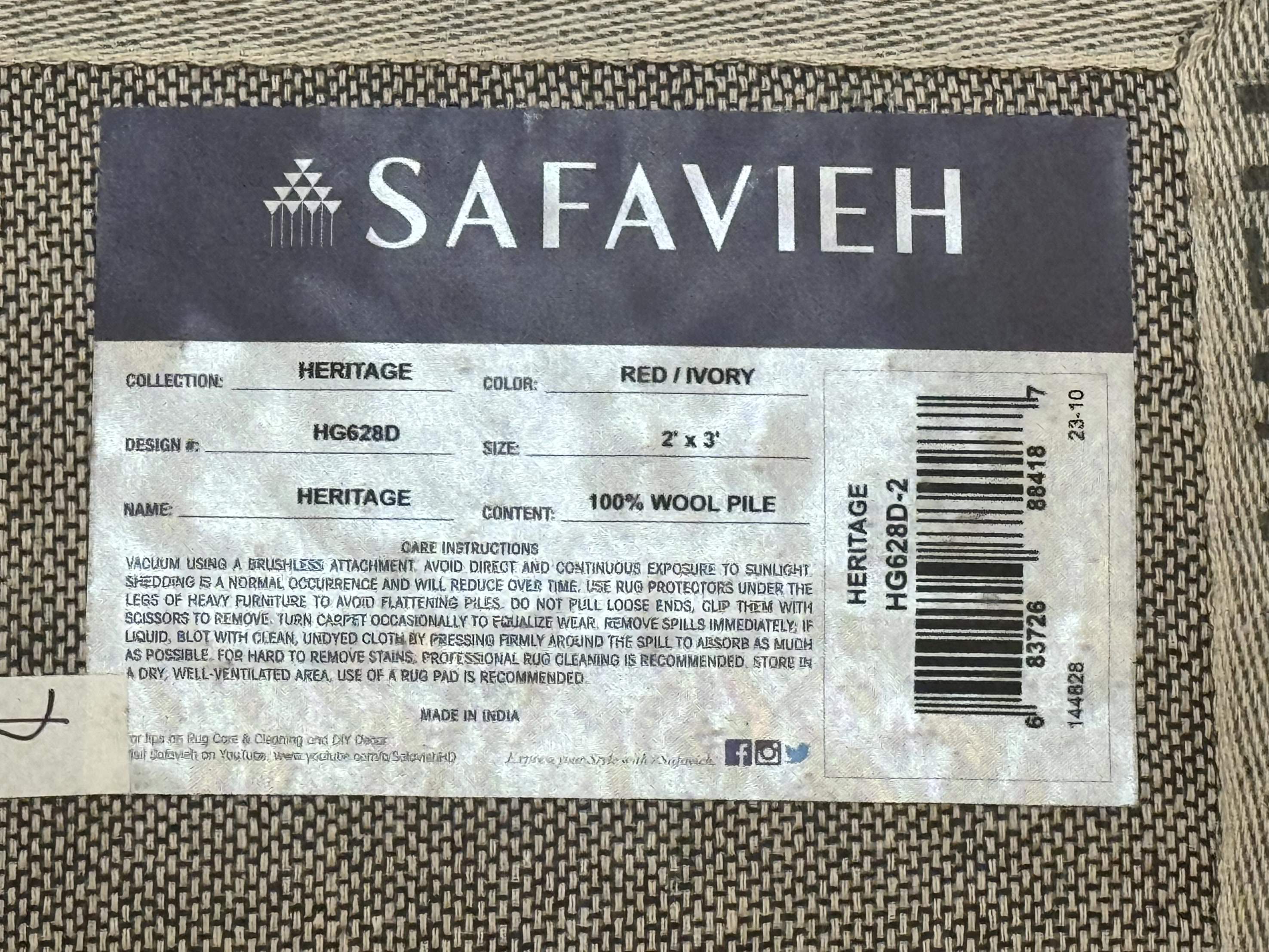 Small Floral Wool Rug 2x3, Safavieh Heritage Collection, Dark Red & Cream - Jewel Rugs