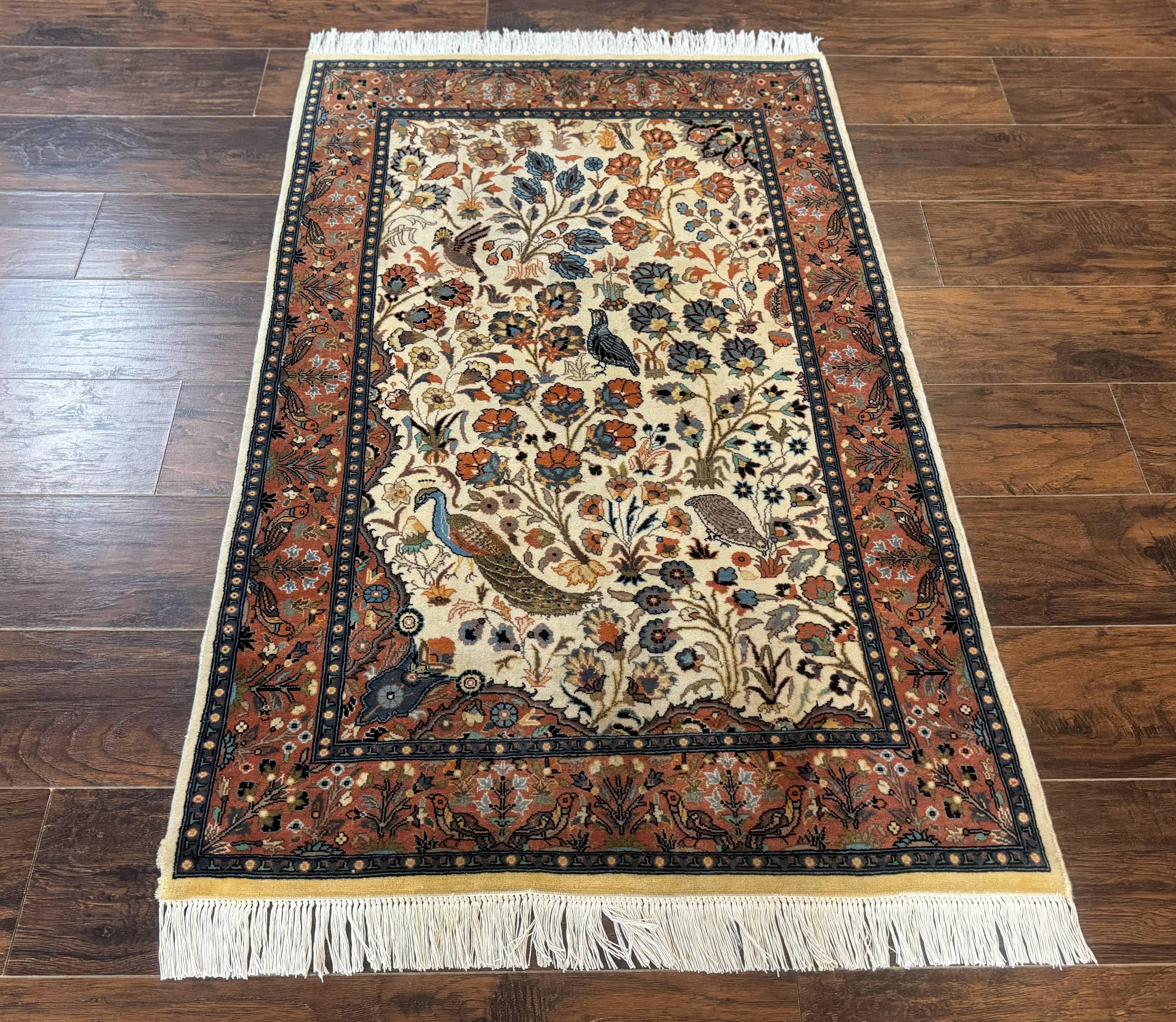 Small Pak Persian Rug 3x5, Peacock Birds Floral - Jewel Rugs
