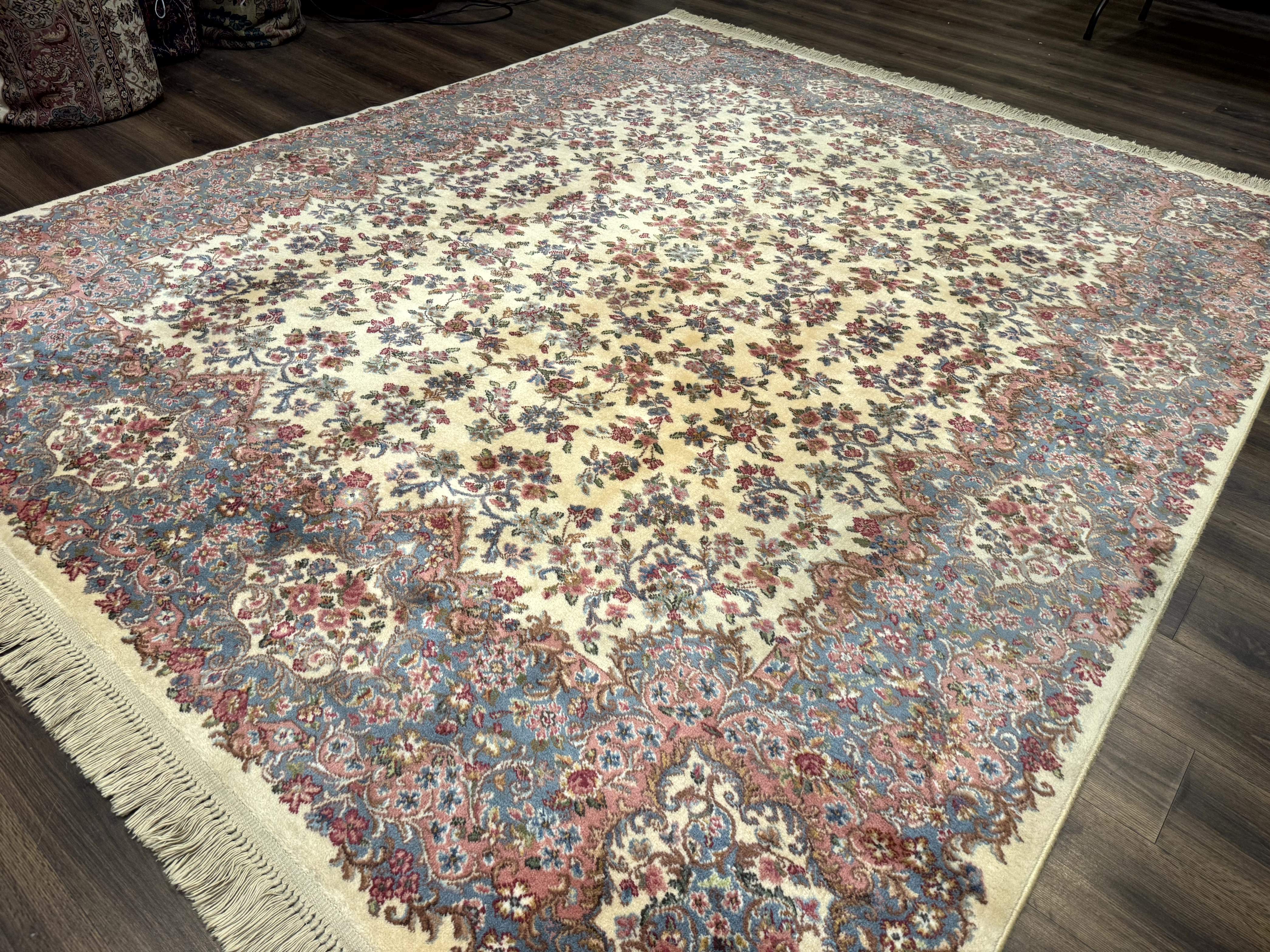8.8 x 10.6 Karastan Kirman Rug #788, Wool Vintage Discontinued Floral Carpet - Jewel Rugs
