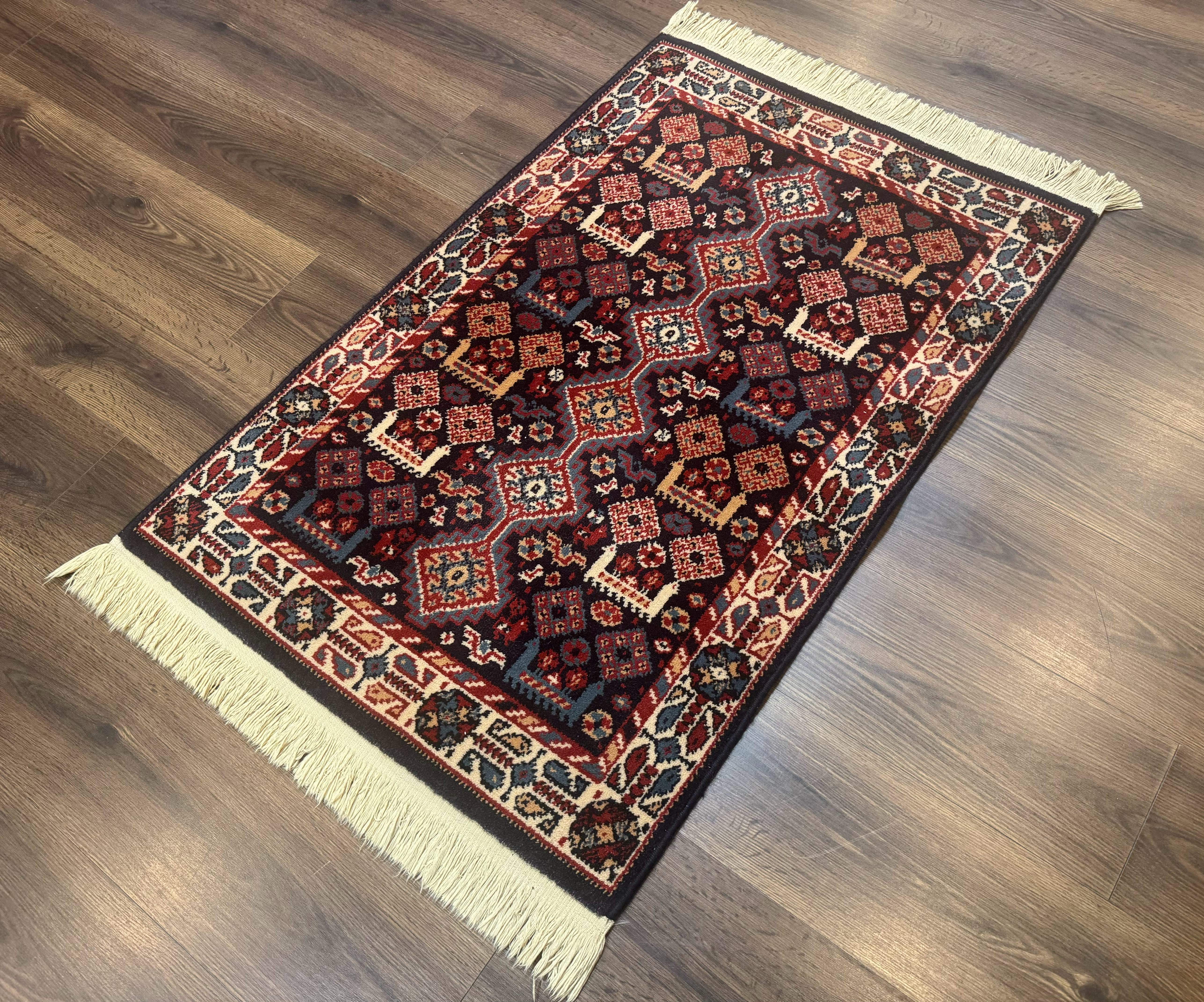 Small Karastan Rug 3x4, Yuruk Collection, Wool, Tribal, Geometric, Navy Blue - Jewel Rugs