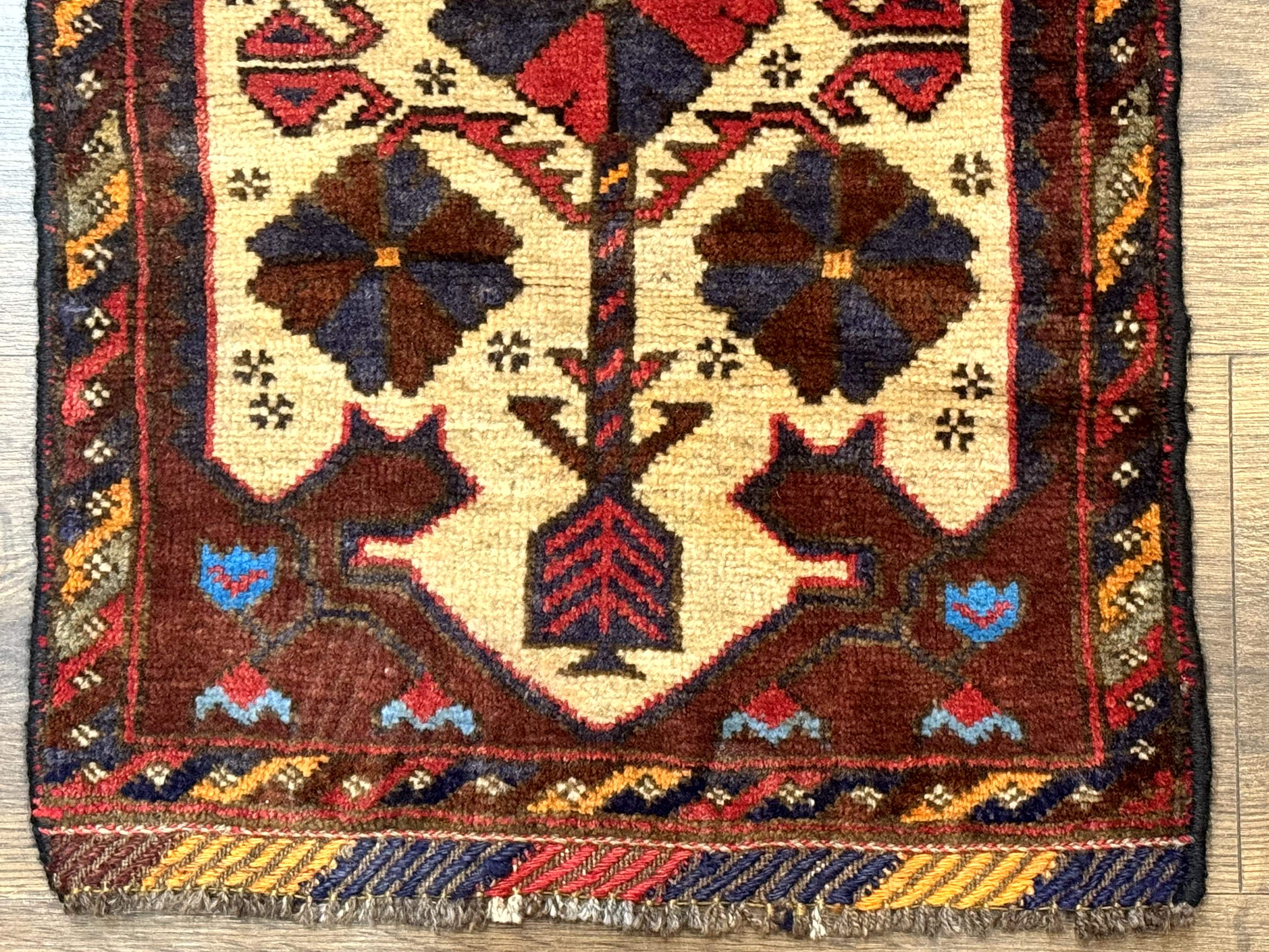 Small Persian Baluchi Tribal Rug, Tan, Handmade - Jewel Rugs