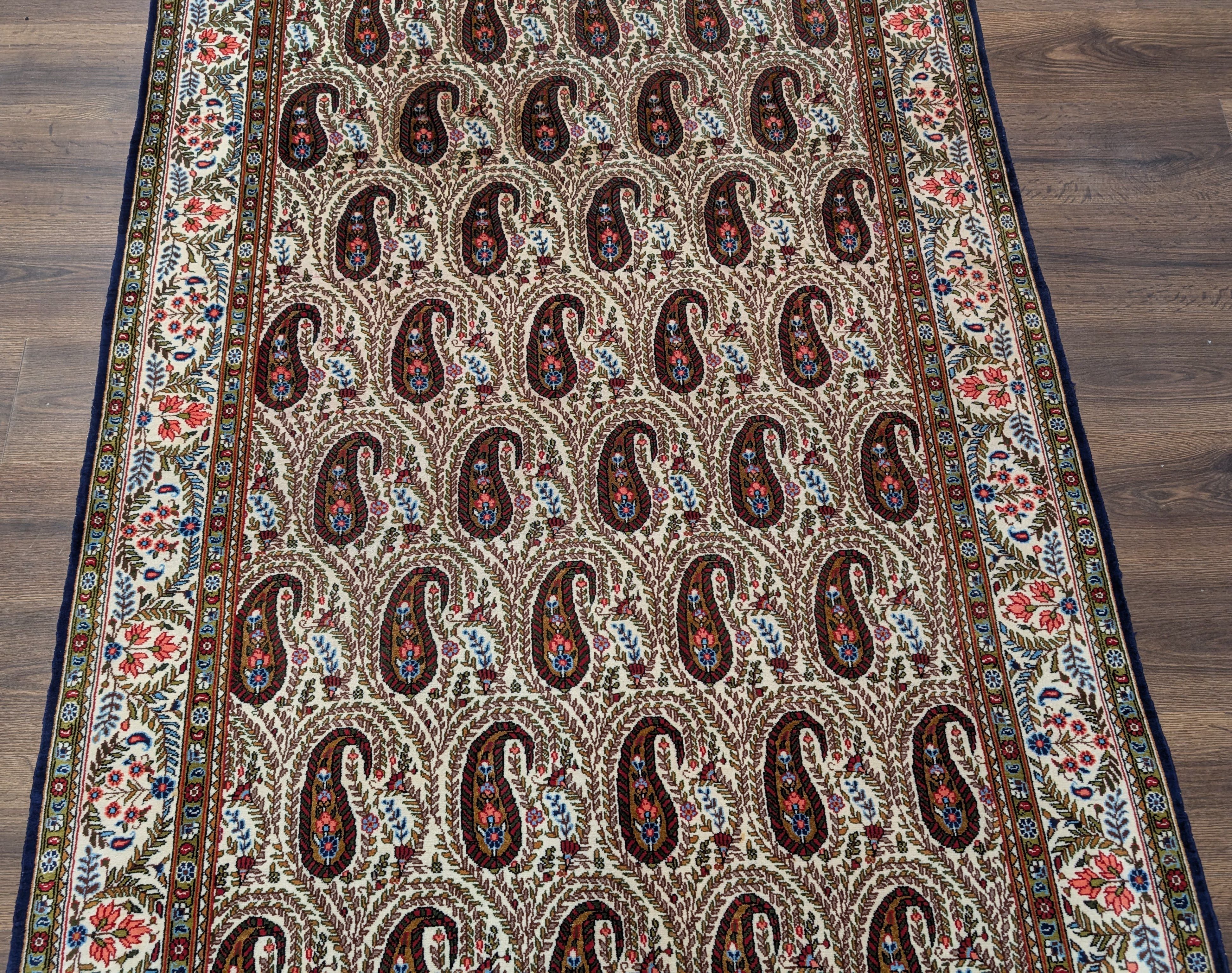 Persian Qum Rug 5x7, Paisley Boteh Design, Hand Knotted Fine 210 KPSI - Jewel Rugs