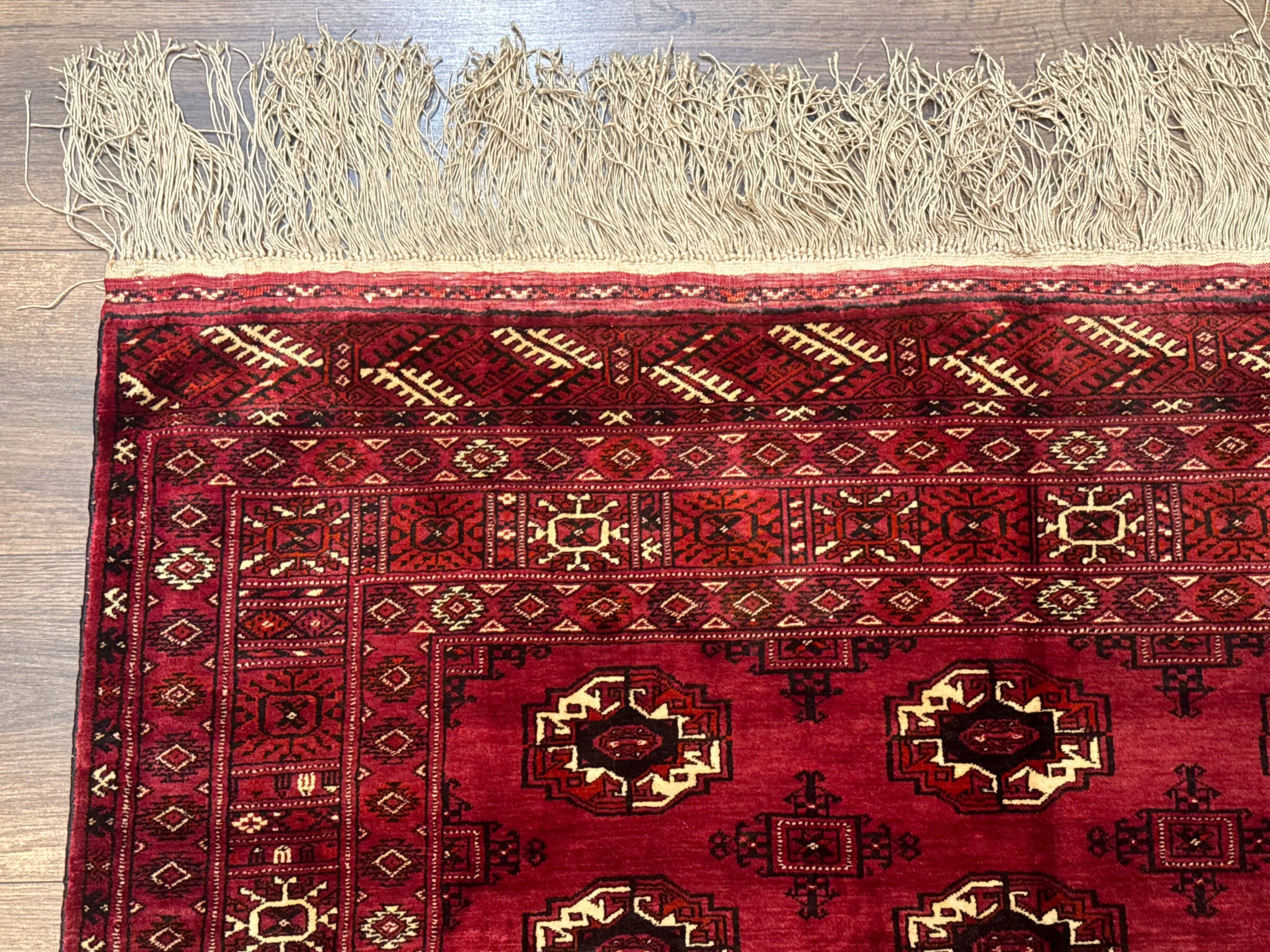 Antique Persian Silk Turkoman Rug 4x5, Silk Pile on Silk Foundation, Red, Rare Tribal Rug - Jewel Rugs