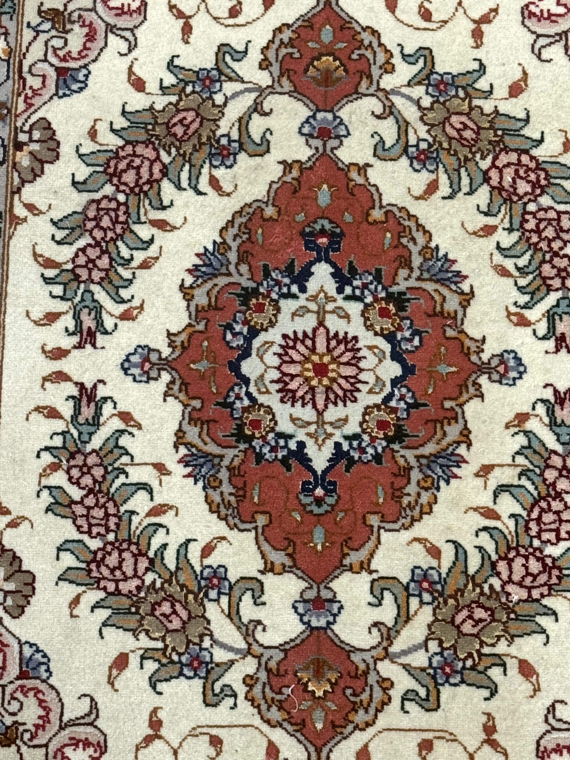 Persian Tabriz Rug 2x3 – Ivory and Salmon, Fine 310 KPSI, Small Accent Rug - Jewel Rugs
