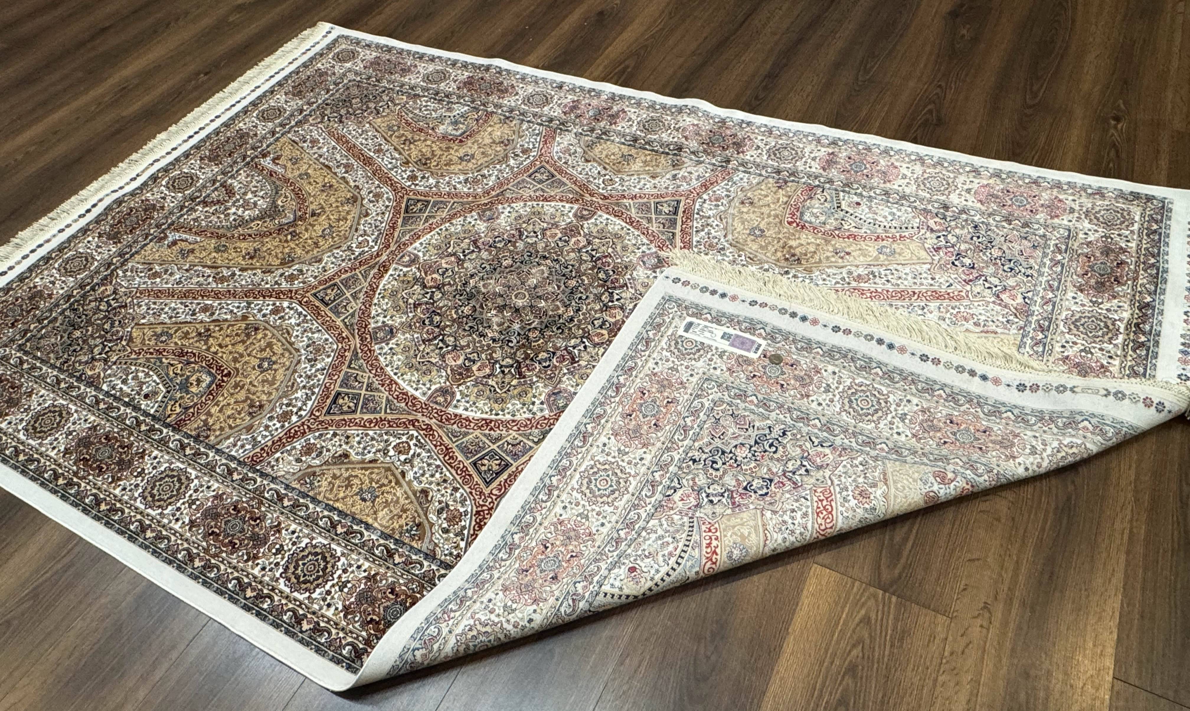 Turkish Silk Rug 5 x 7.6, Dome Design, Bamboo Silk, New - Jewel Rugs