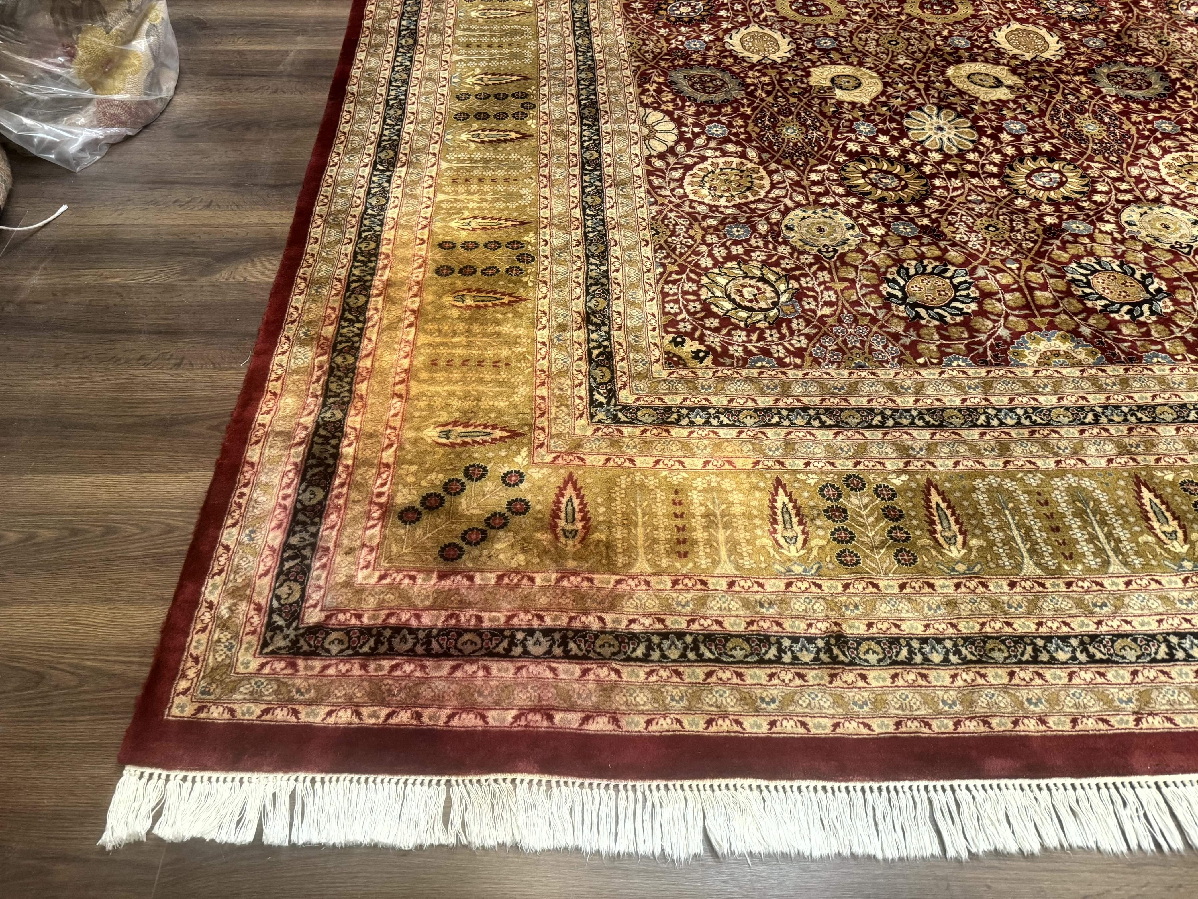 Palace Size Pak Persian Rug 12x15, Brick Red, Allover Pattern, Handmade Oversized Wool Oriental Carpet, Large Area Rug, Fine 225 KPSI - Jewel Rugs