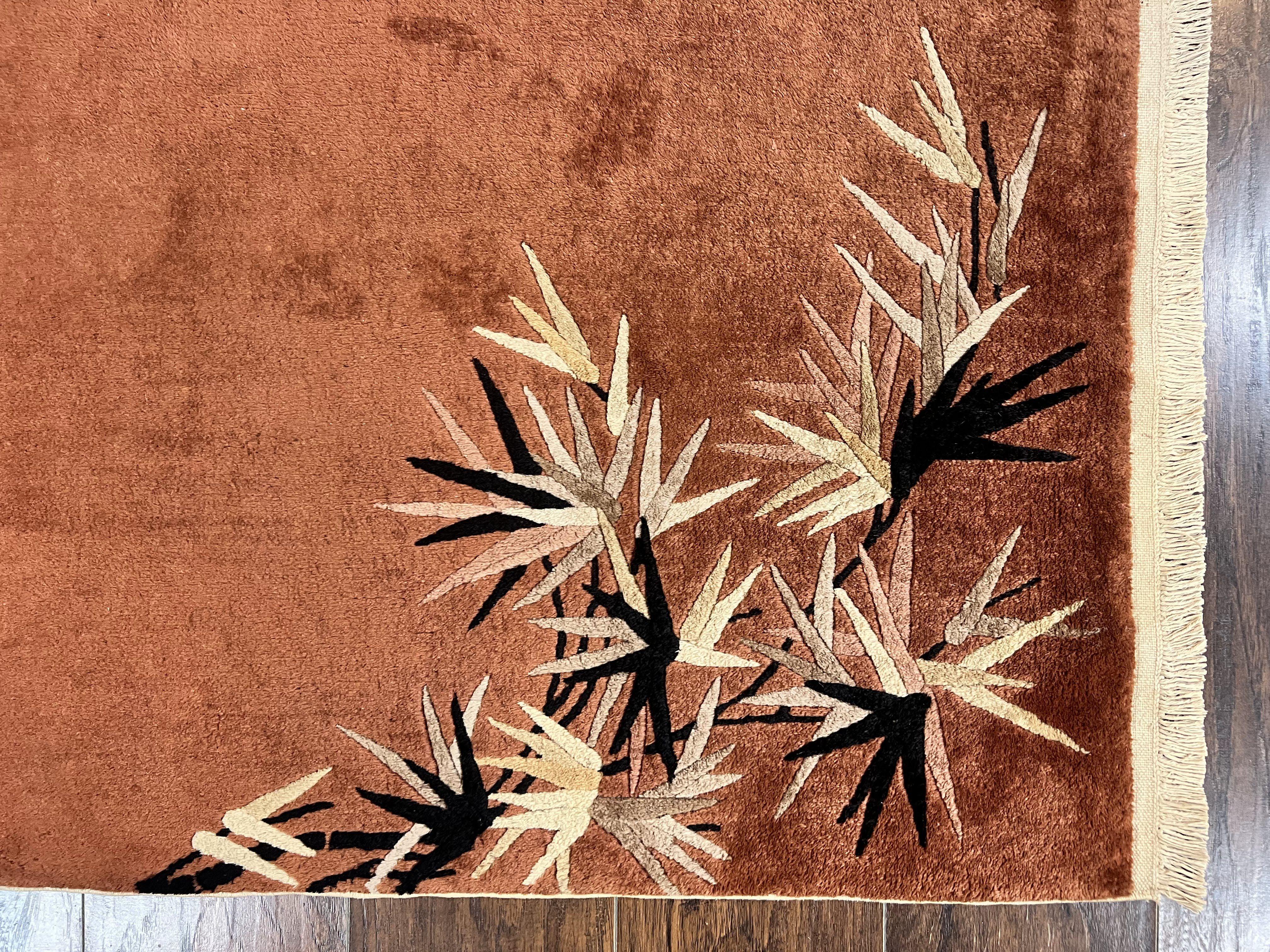 Chinese Art Deco Rug 3x5, Simple Design, Handmade, Vintage, Small Chinese Wool Rug, Red - Jewel Rugs